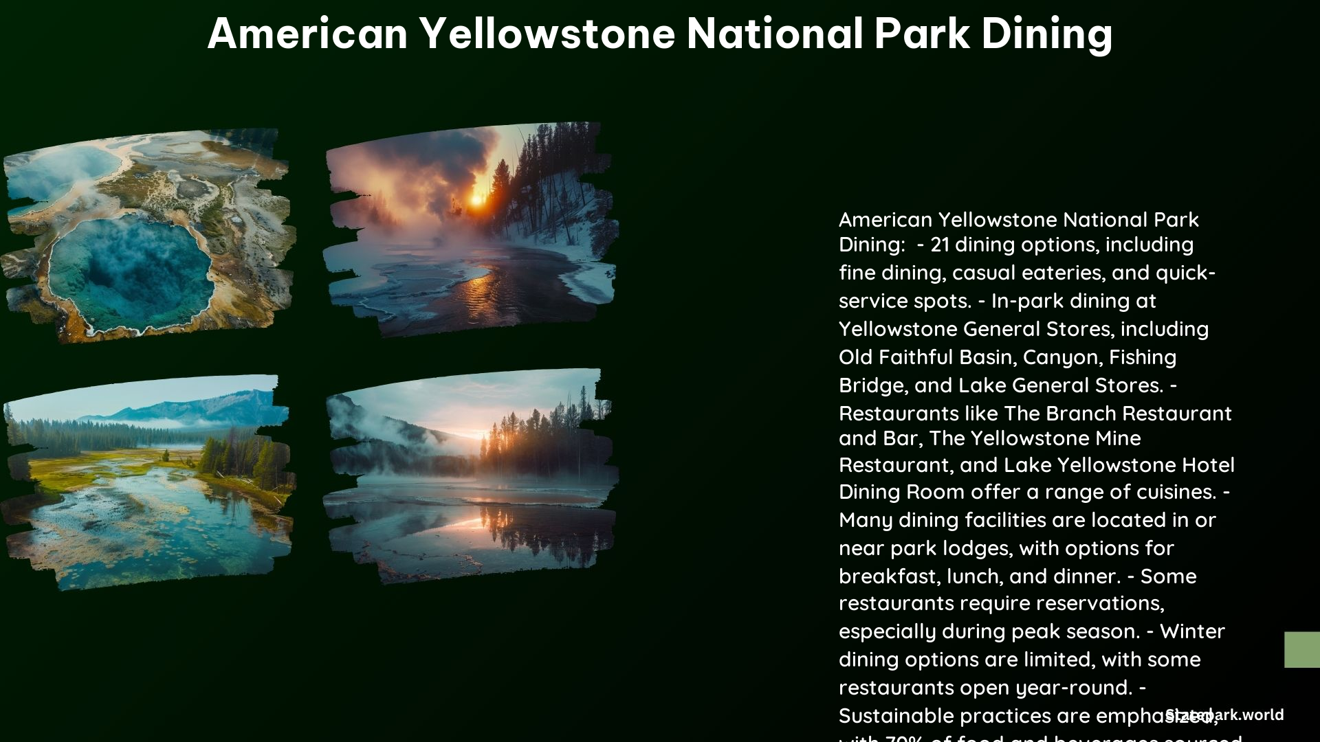 American Yellowstone National Park Dining