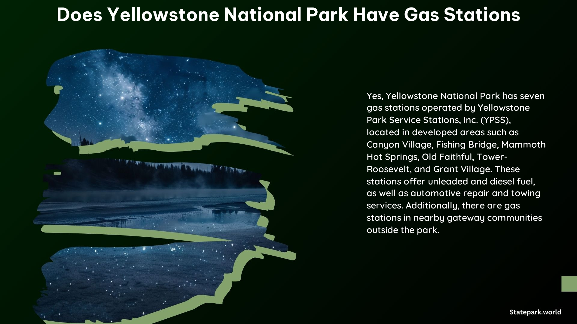 Does Yellowstone National Park Have Gas Stations