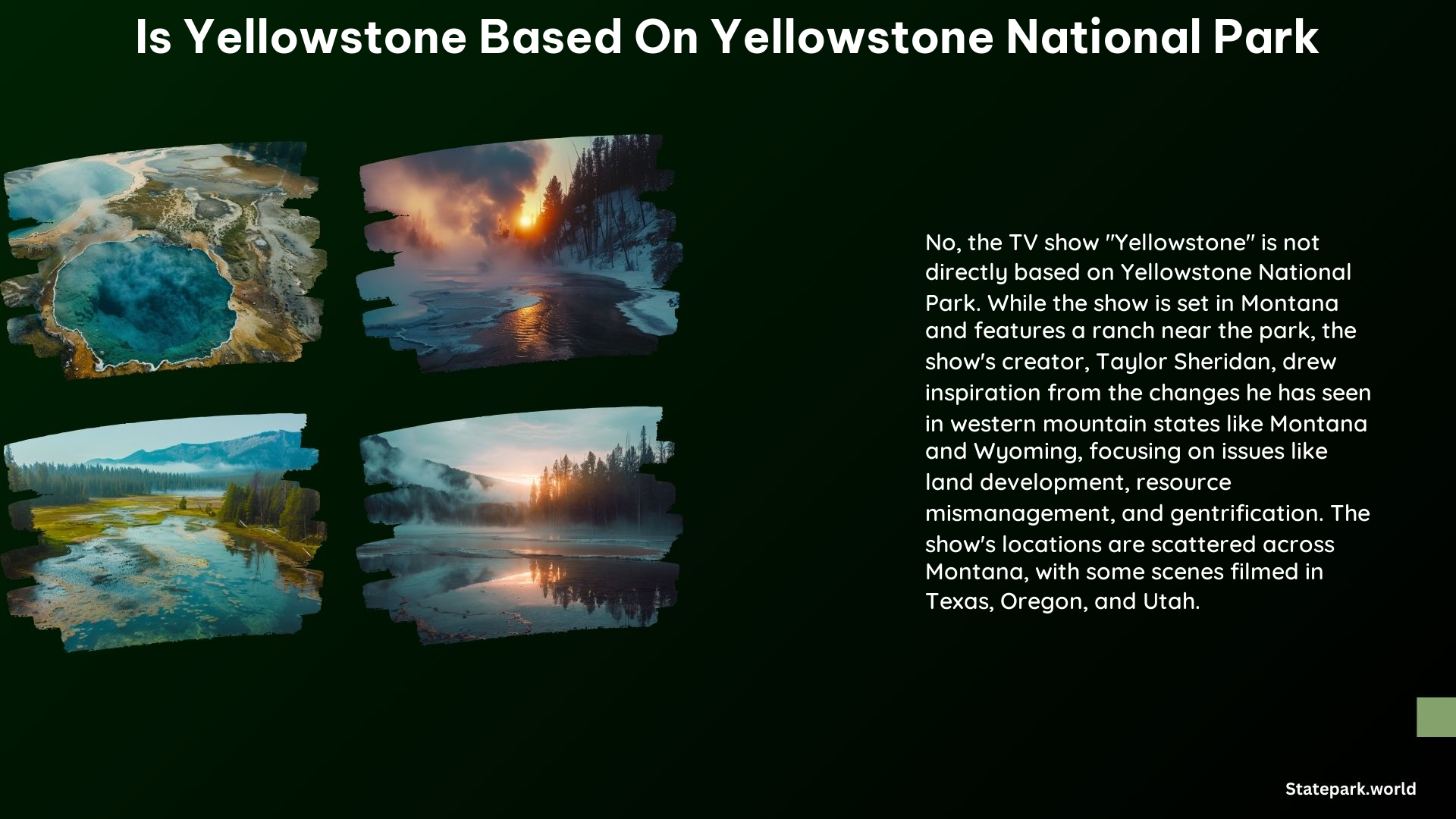 Is Yellowstone Based on Yellowstone National Park