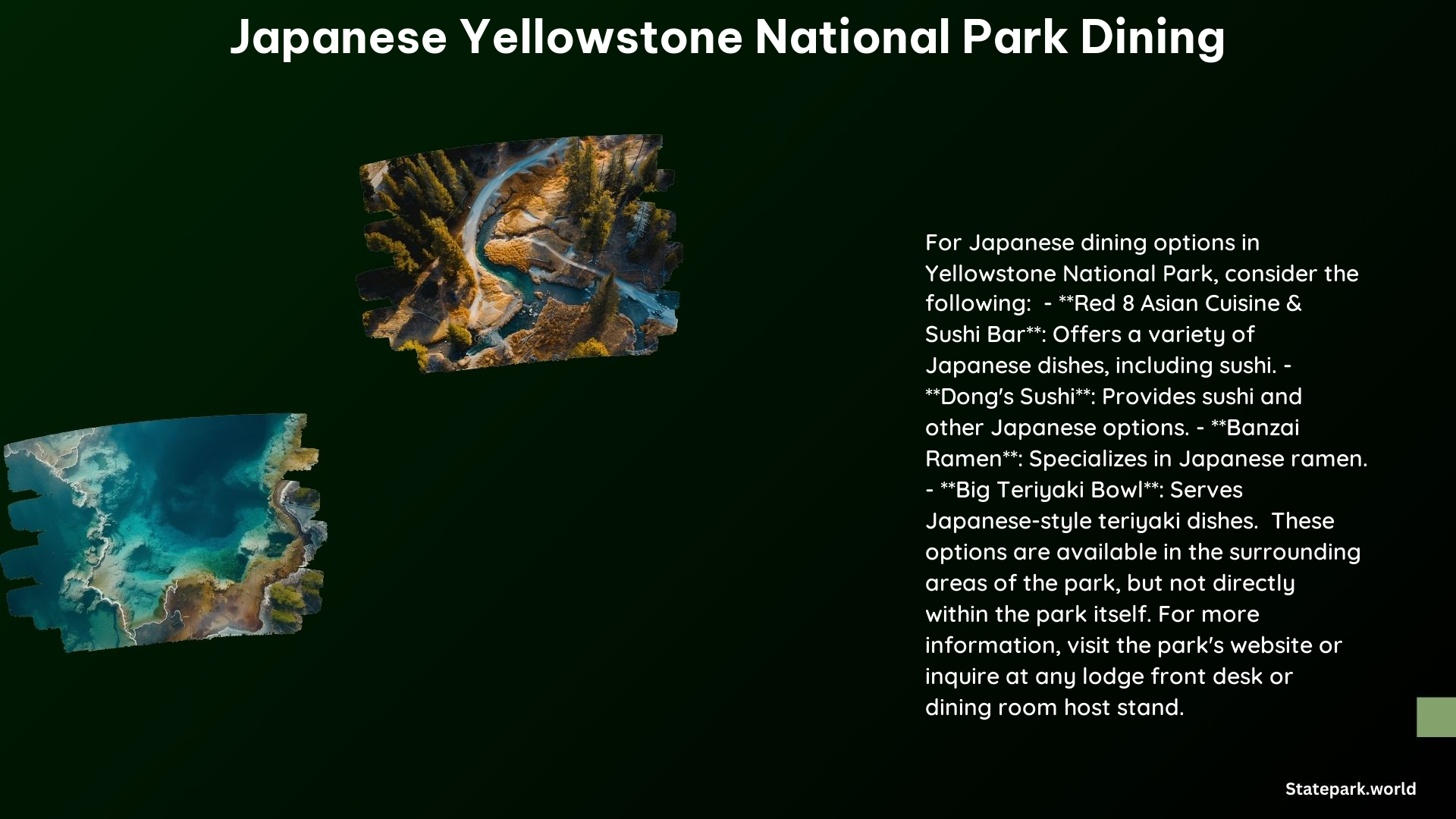 Japanese Yellowstone National Park Dining