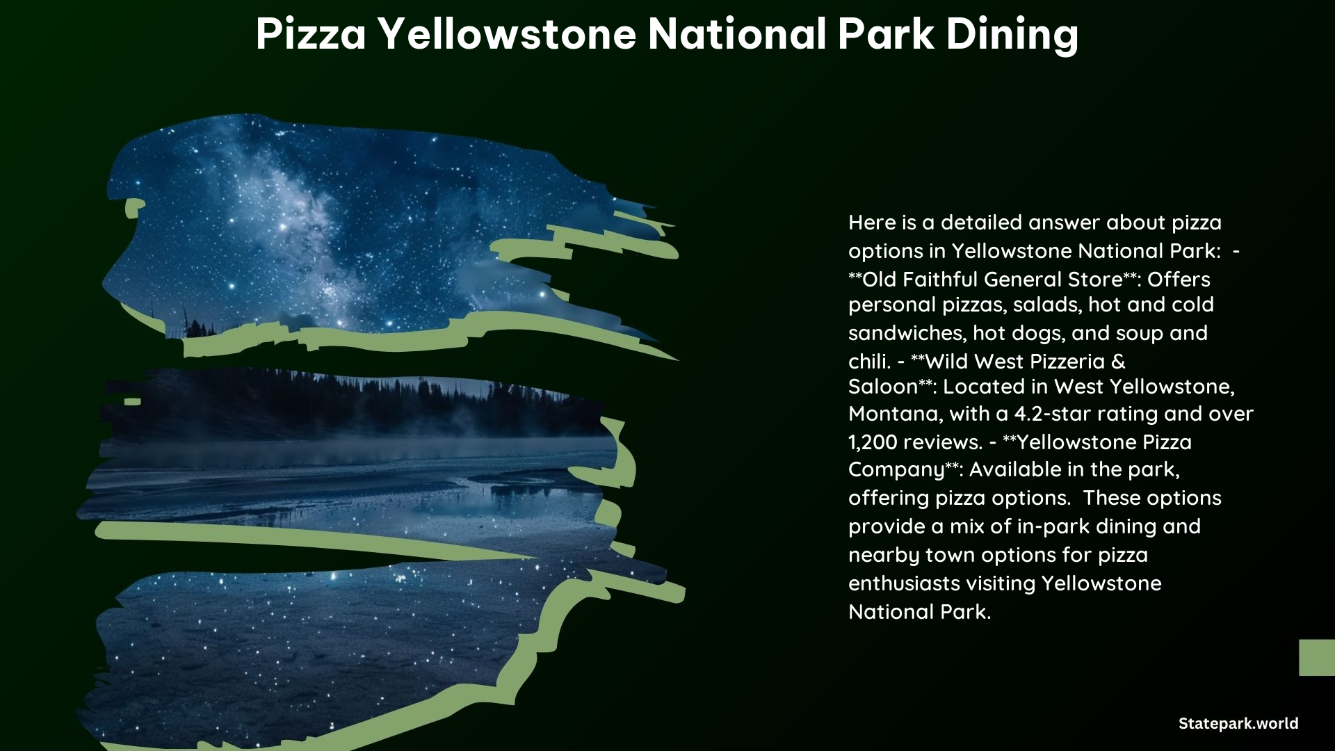 Pizza Yellowstone National Park Dining