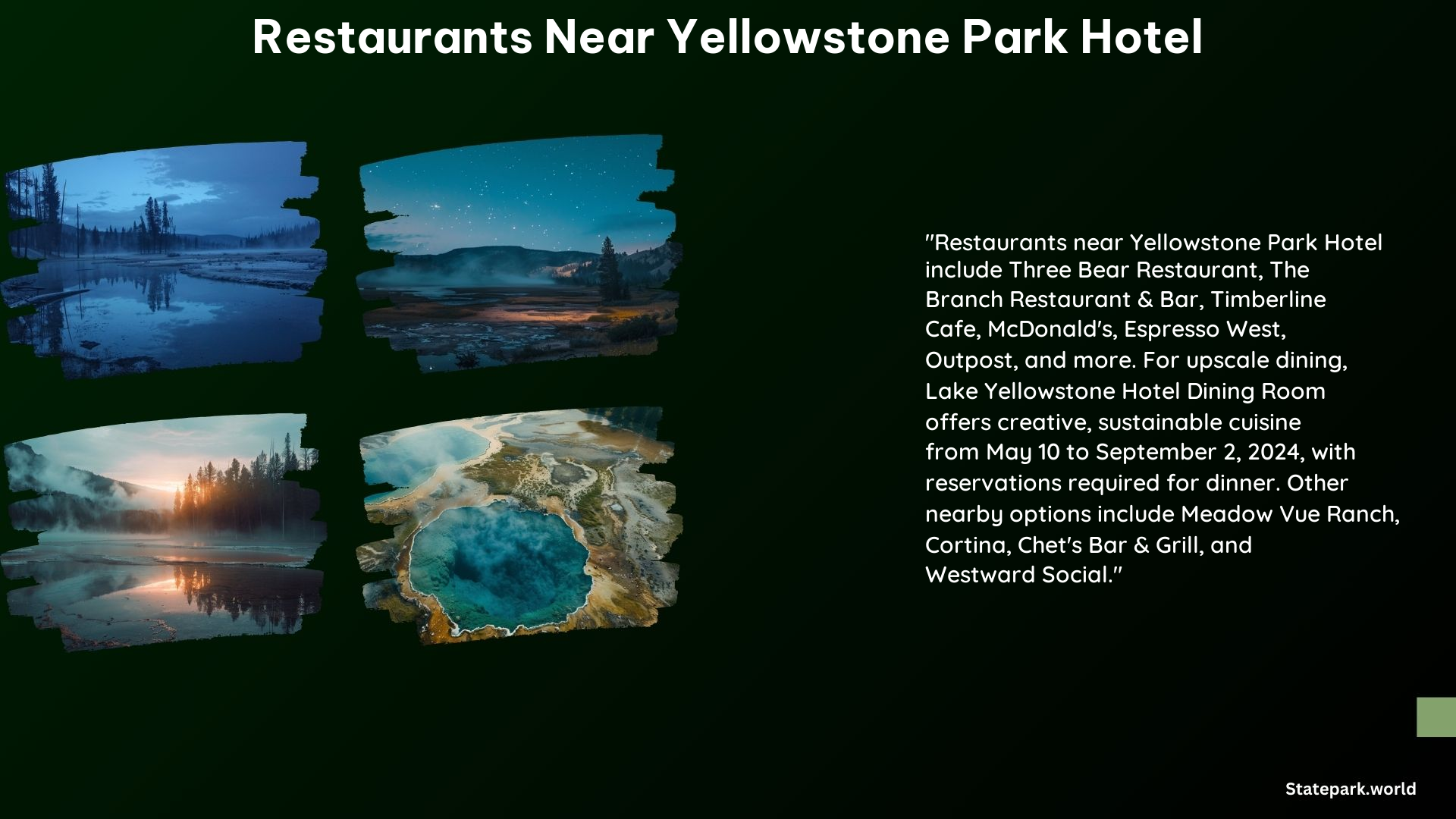 Restaurants Near Yellowstone Park Hotel