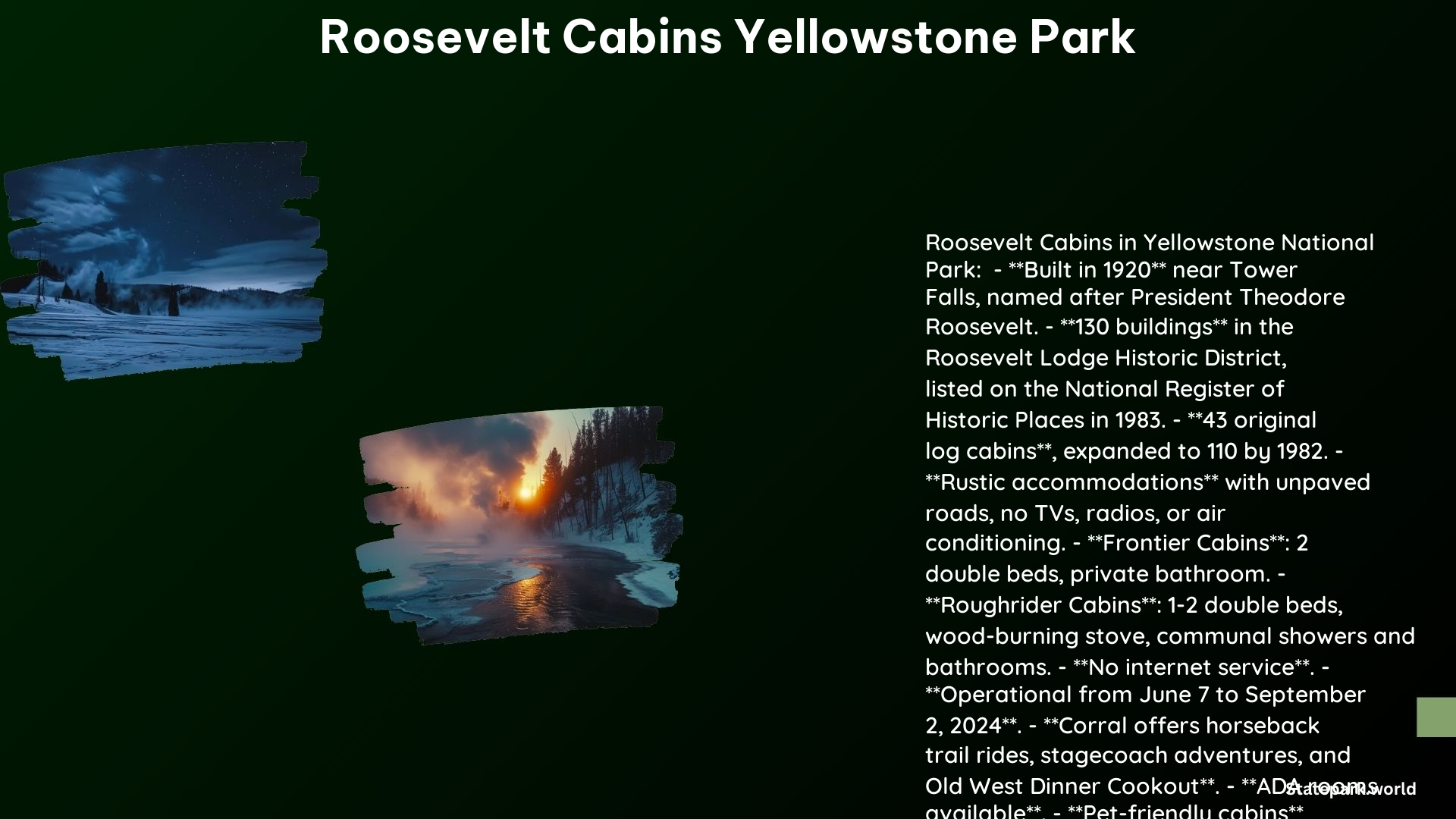 Roosevelt Cabins Yellowstone Park