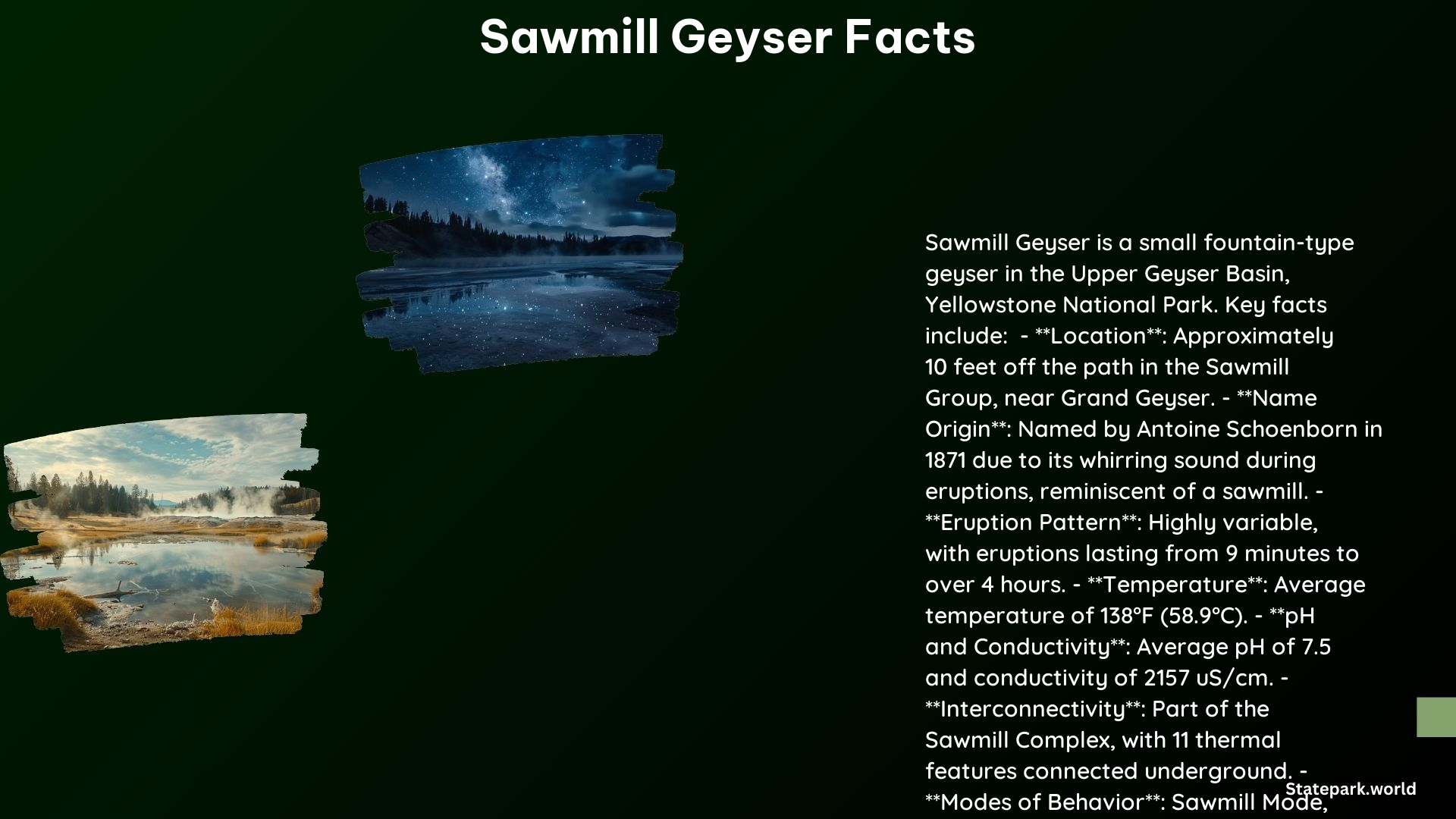 Sawmill Geyser Facts