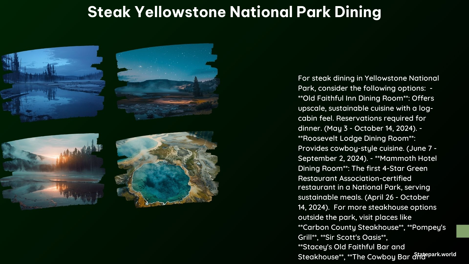 Steak Yellowstone National Park Dining