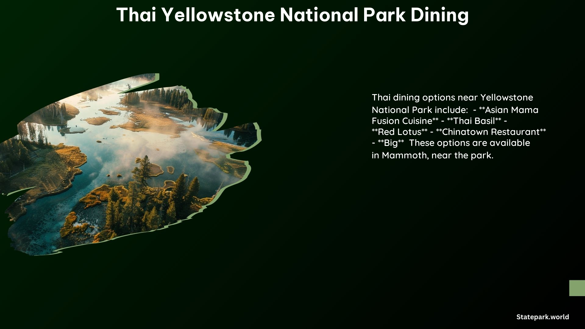 Thai Yellowstone National Park Dining