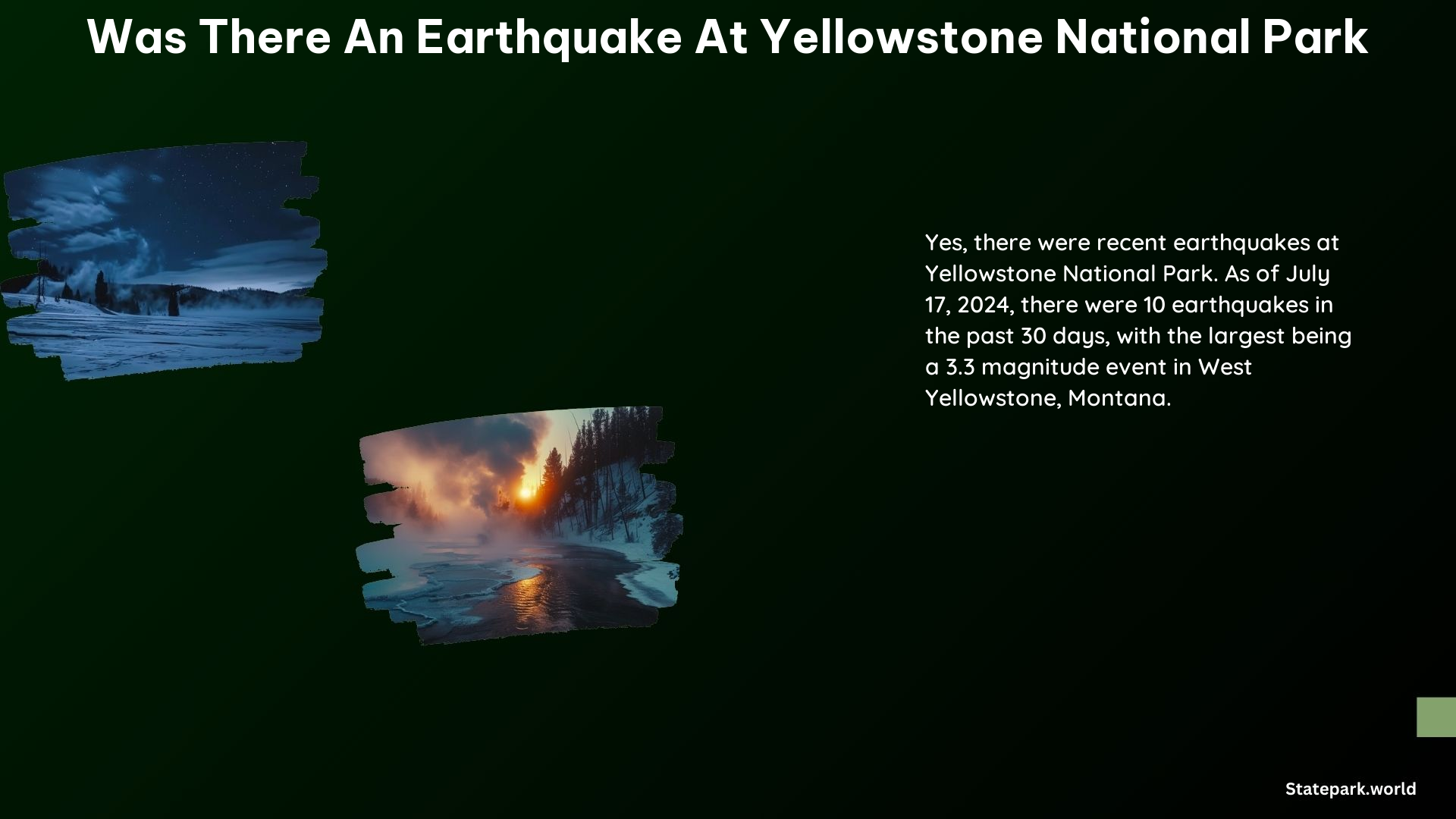 Was There an Earthquake at Yellowstone National Park