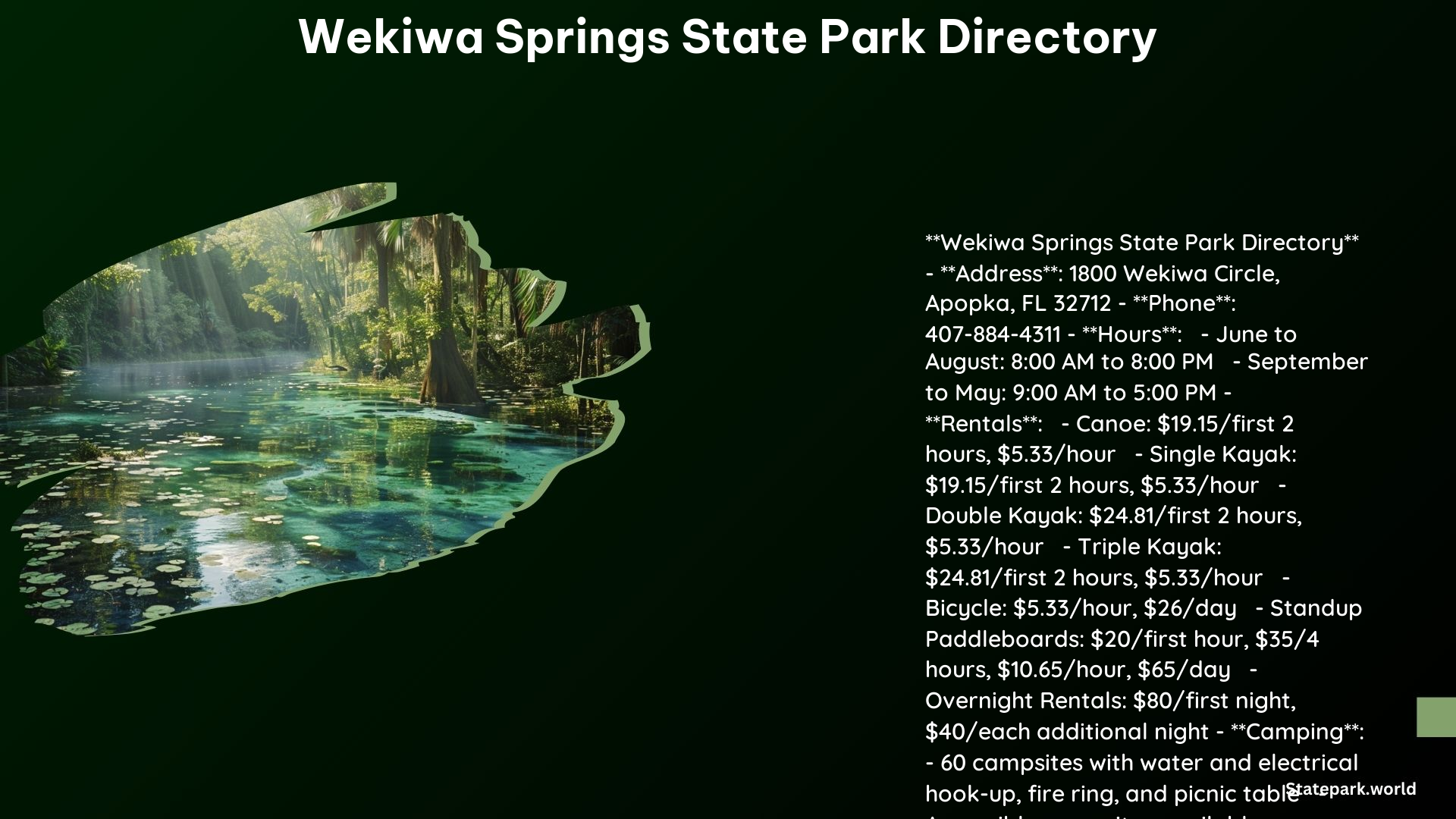 Wekiwa Springs State Park Directory