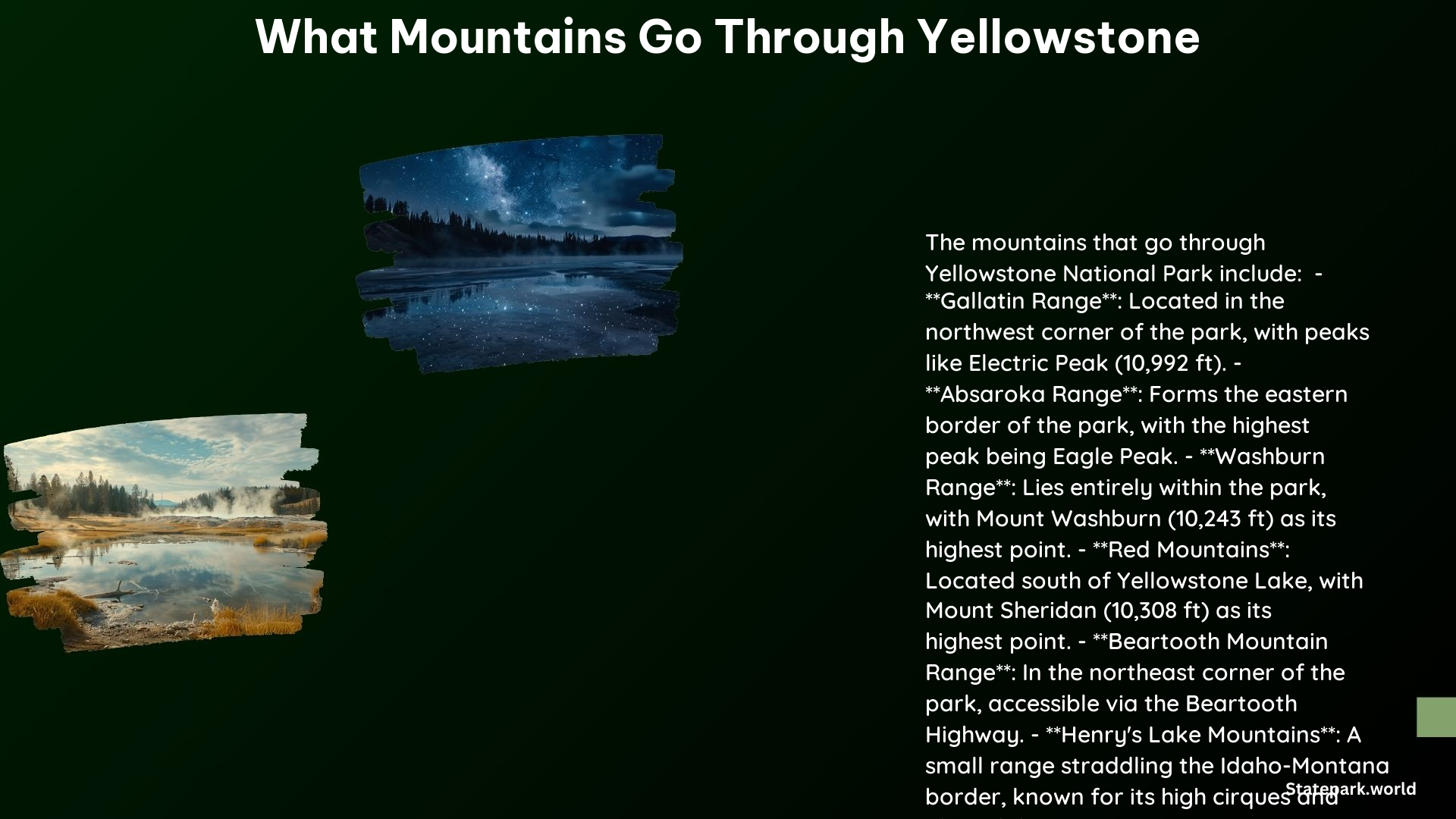 What Mountains Go through Yellowstone