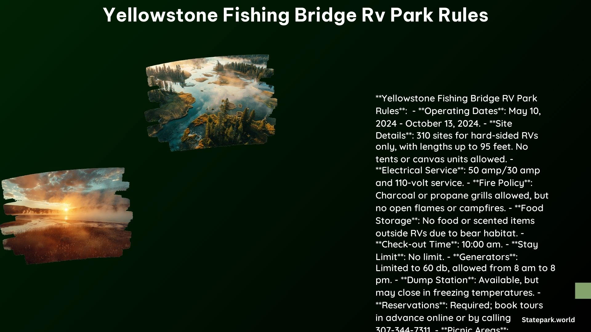 Yellowstone Fishing Bridge RV Park Rules