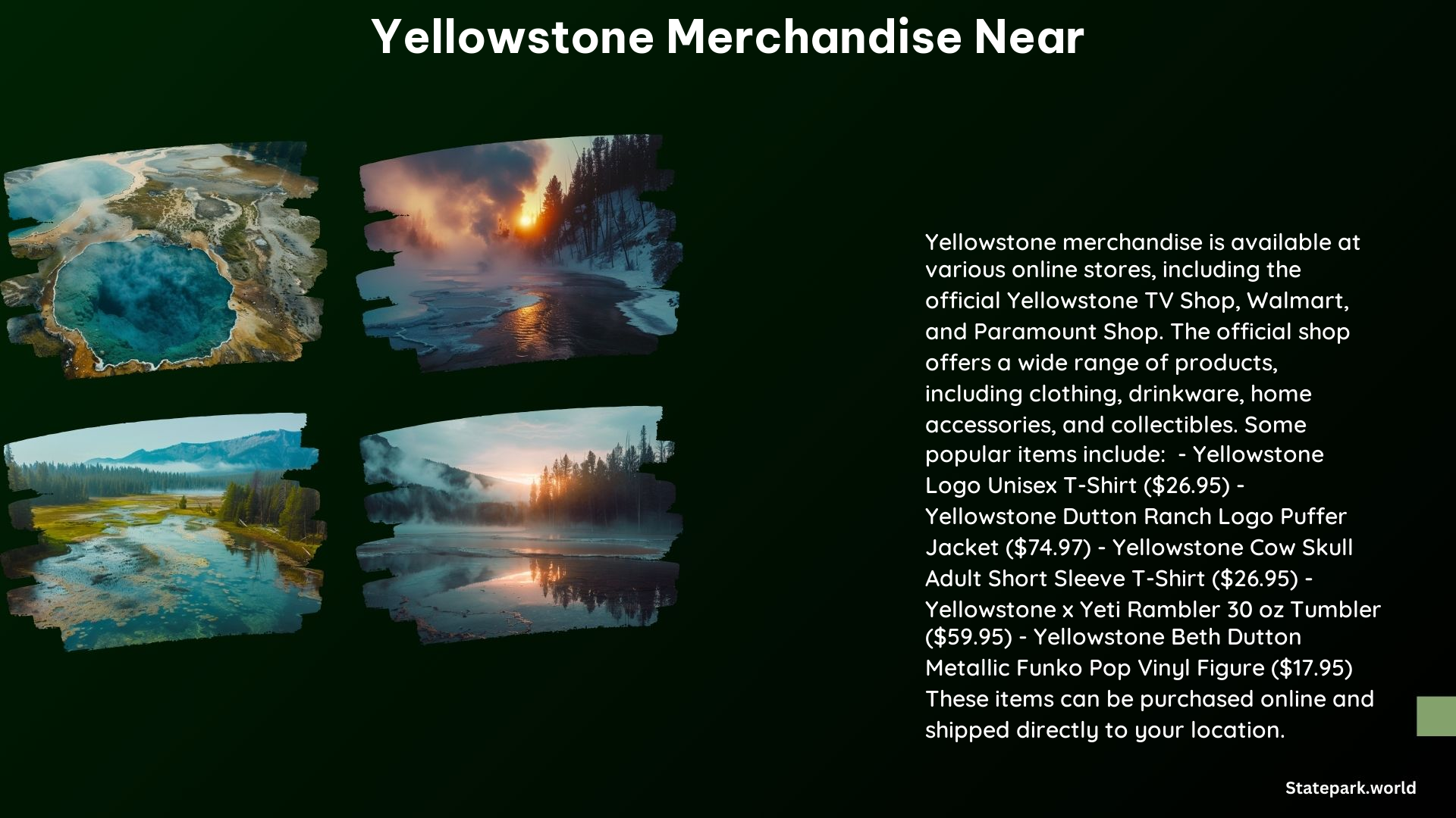 Yellowstone Merchandise Near