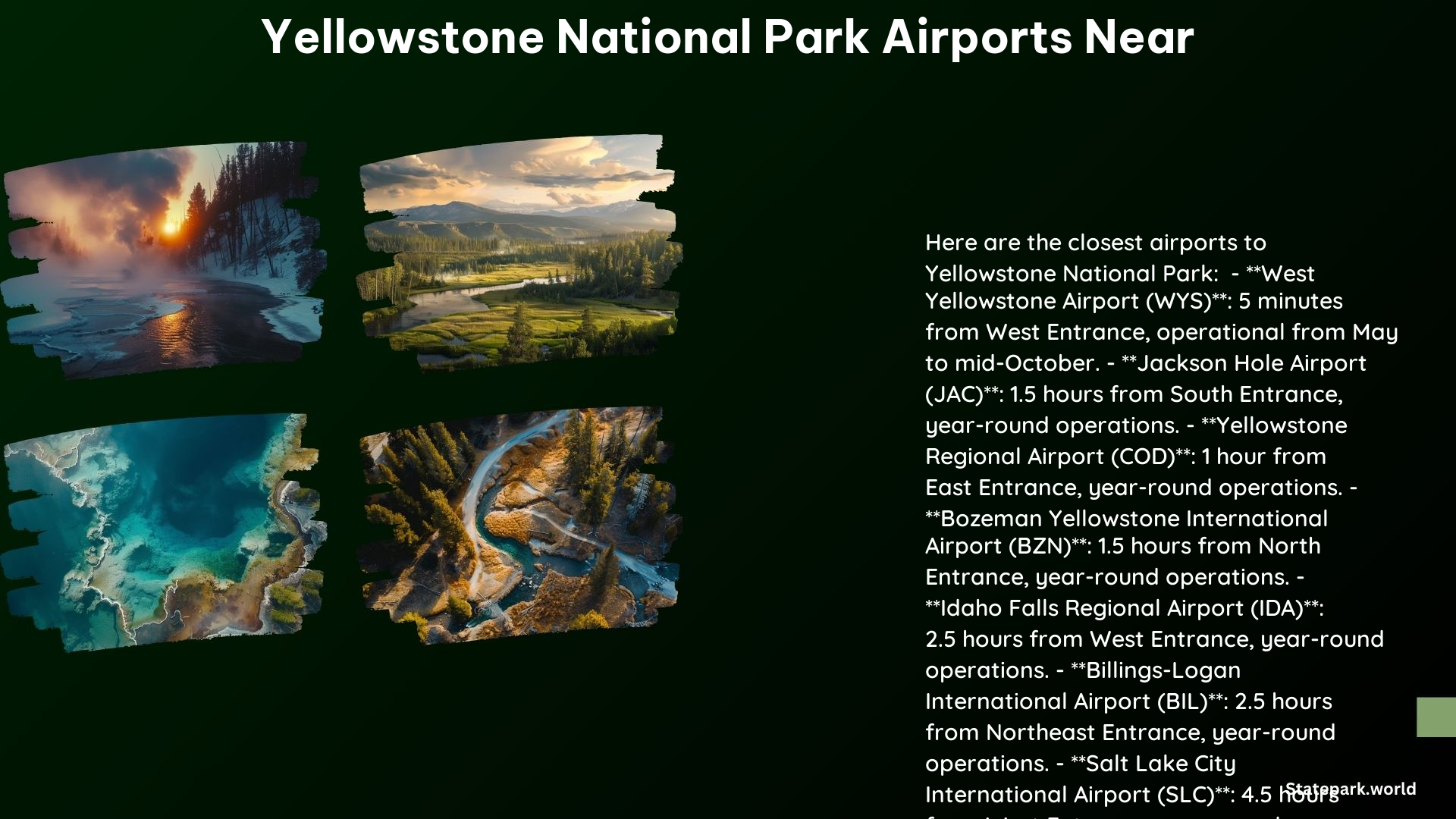 Yellowstone National Park Airports Near