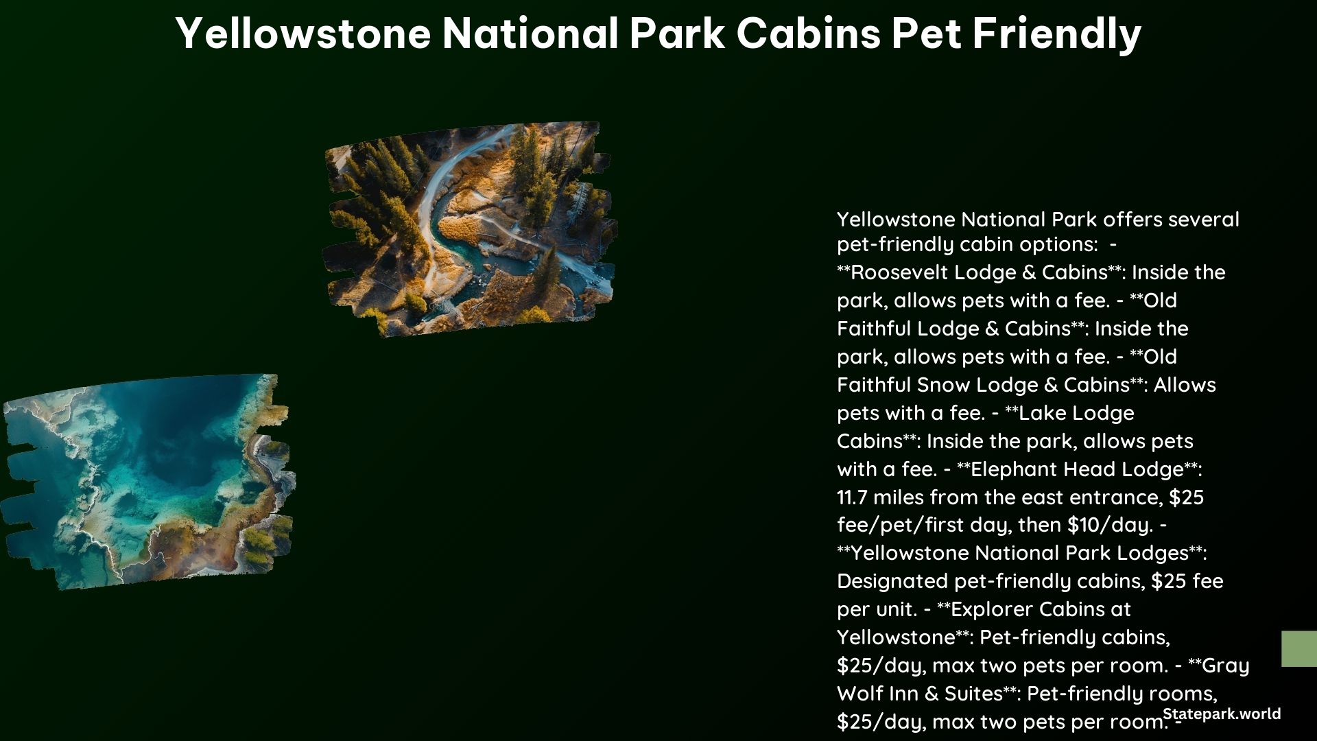 Yellowstone National Park Cabins Pet Friendly