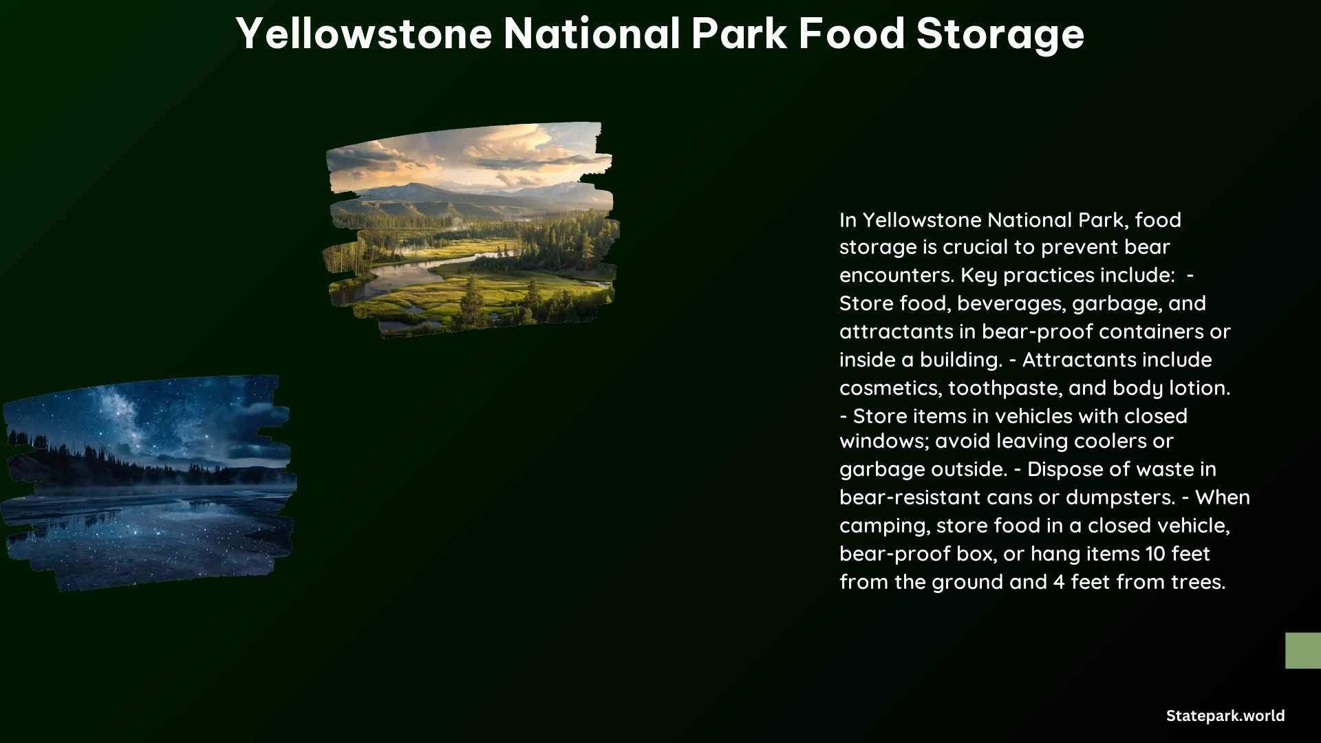 Yellowstone National Park Food Storage