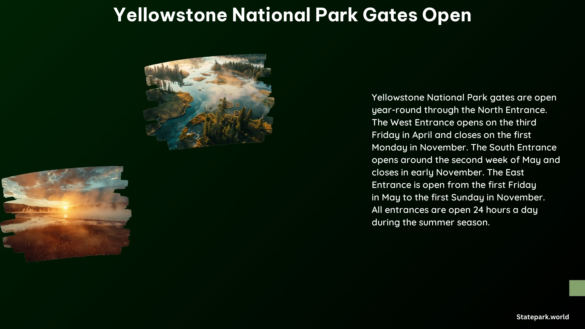 Yellowstone National Park Gates Open