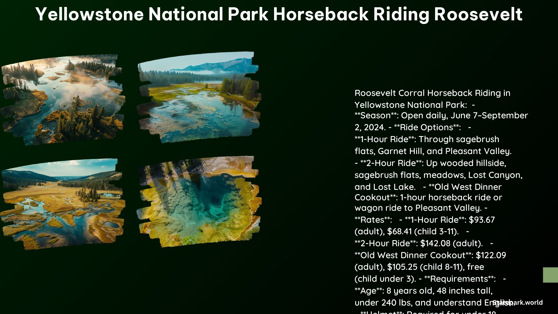 Yellowstone National Park Horseback Riding Roosevelt