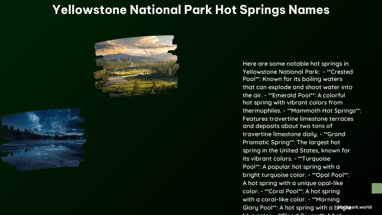 Yellowstone National Park Hot Springs Names