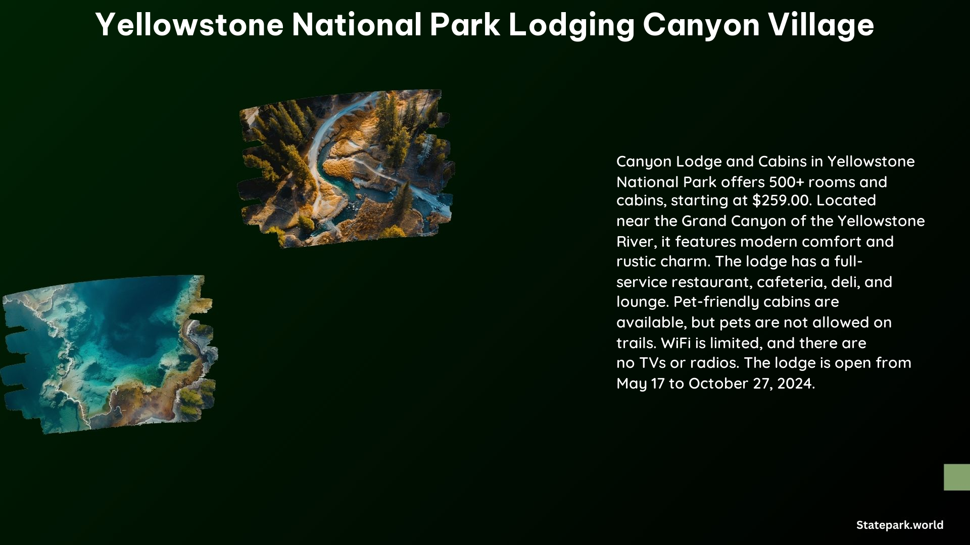 Yellowstone National Park Lodging Canyon Village