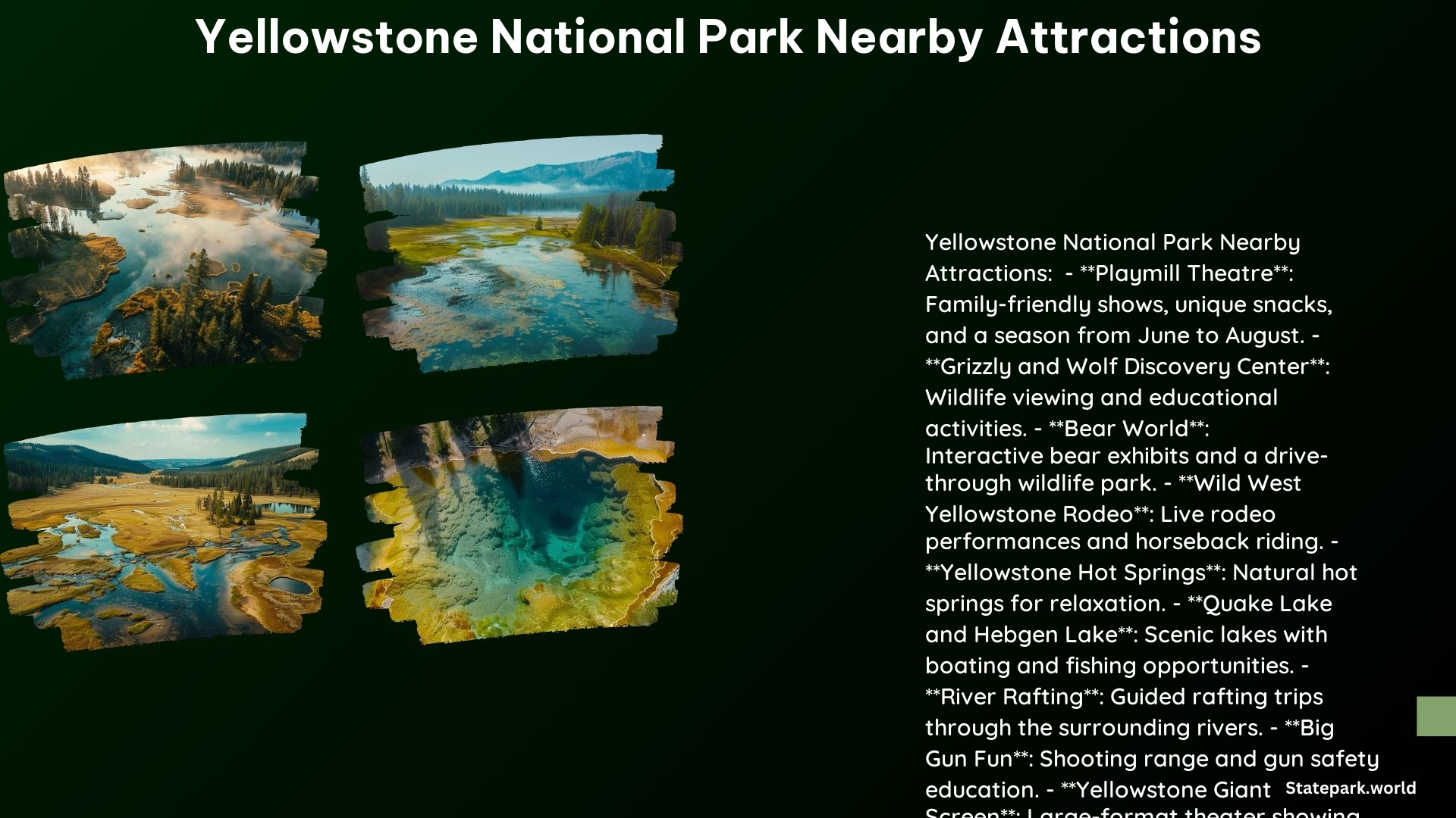 Yellowstone National Park Nearby Attractions