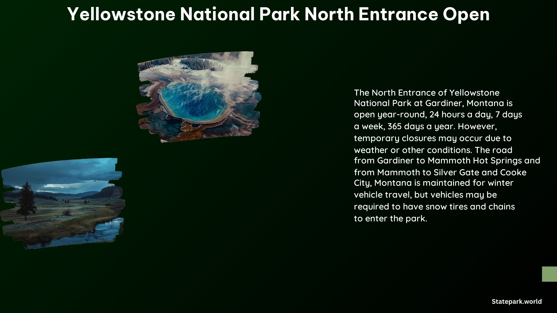 Yellowstone National Park North Entrance Open