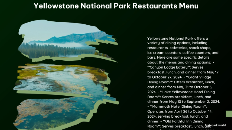 Yellowstone National Park Restaurants Menu