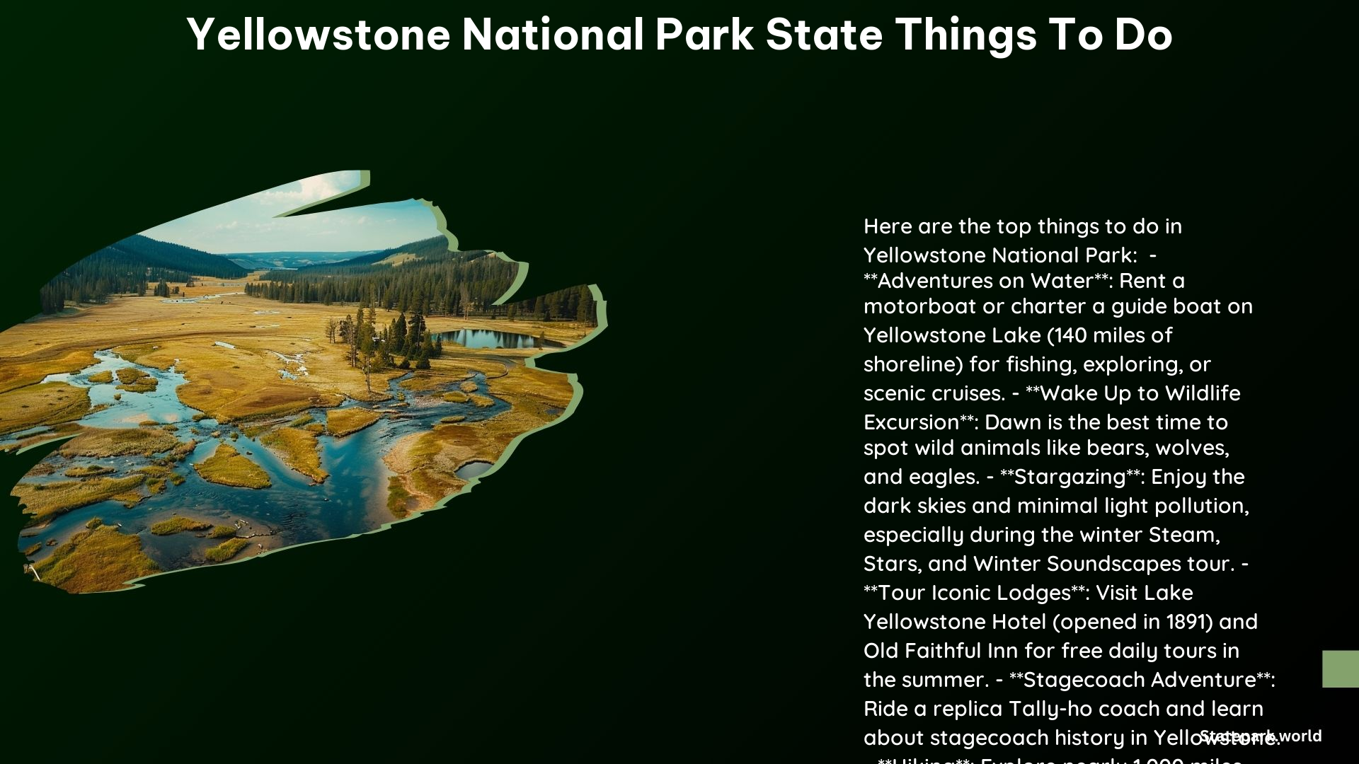 Yellowstone National Park State Things to Do