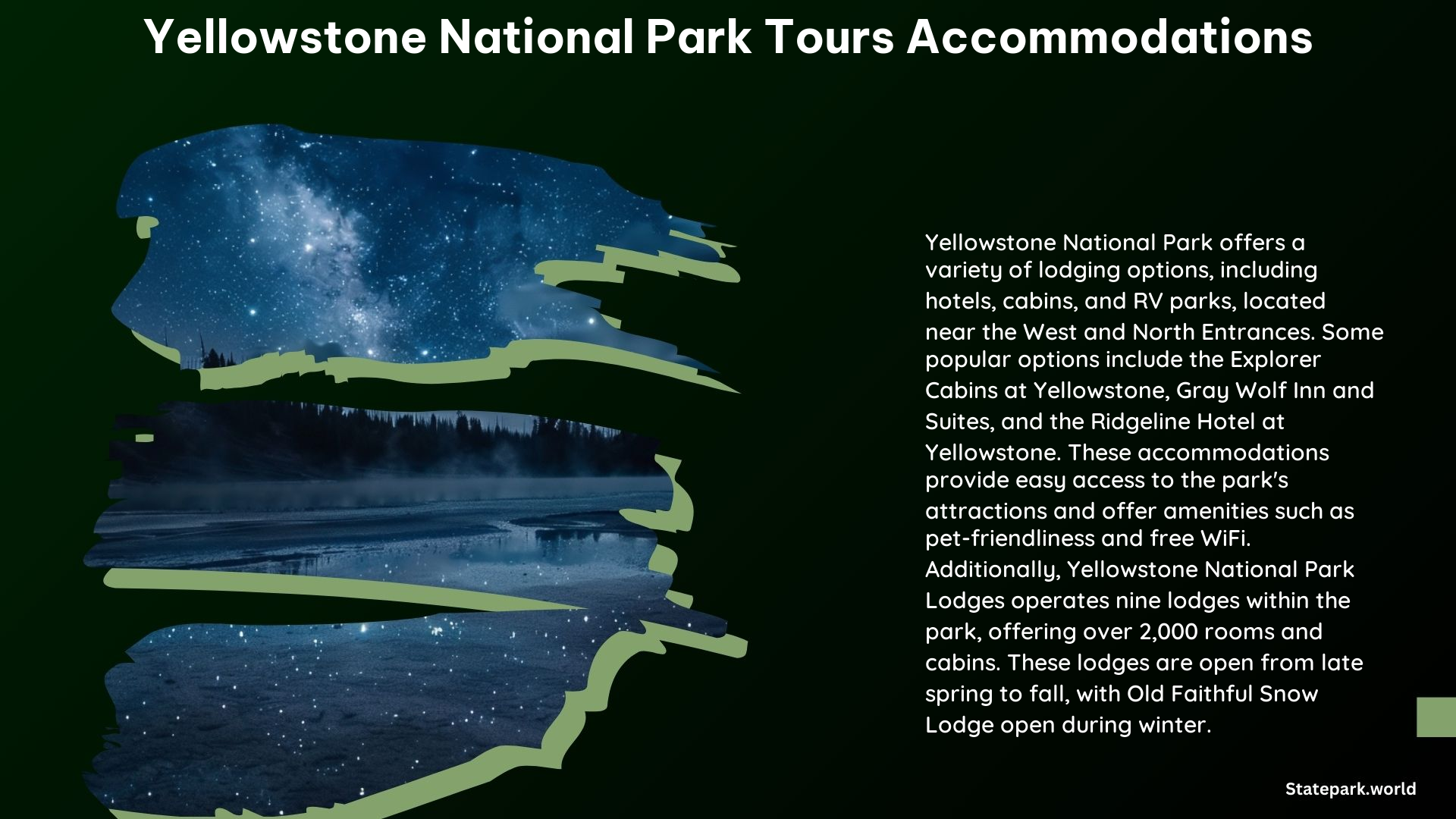 Yellowstone National Park Tours Accommodations