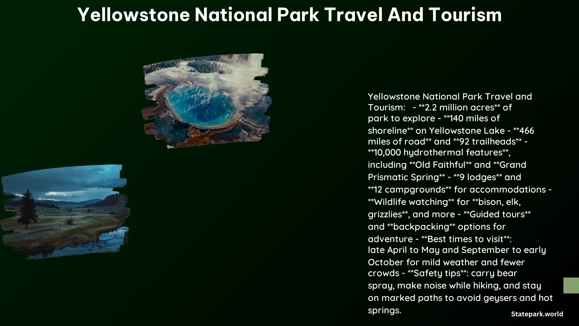 Yellowstone National Park Travel and Tourism