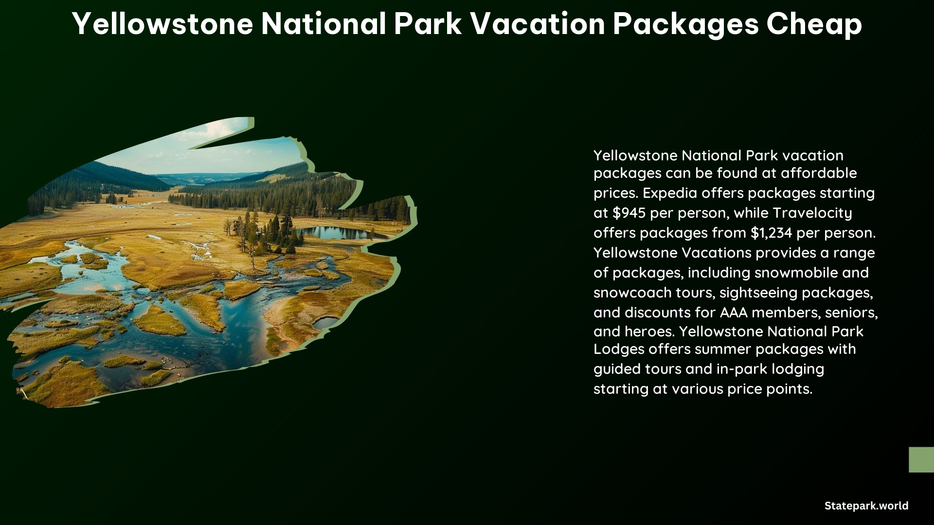 Yellowstone National Park Vacation Packages Cheap