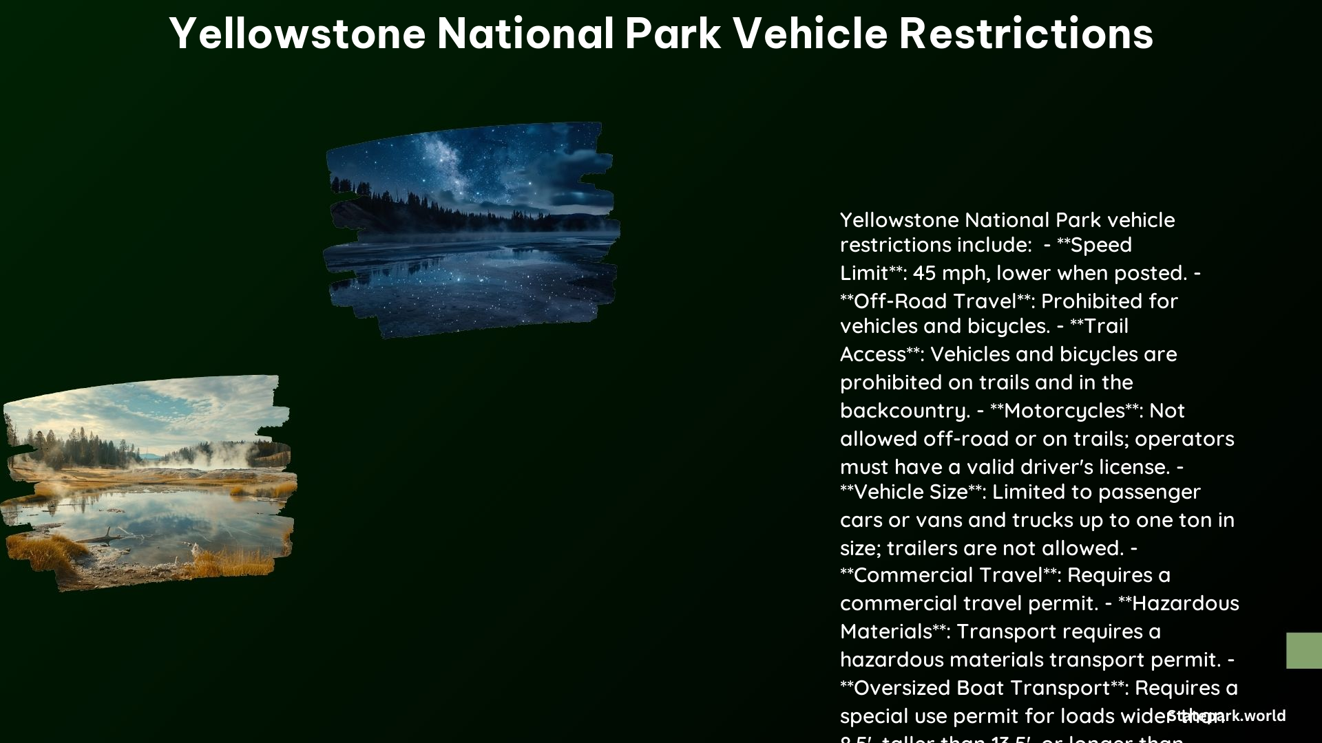 Yellowstone National Park Vehicle Restrictions