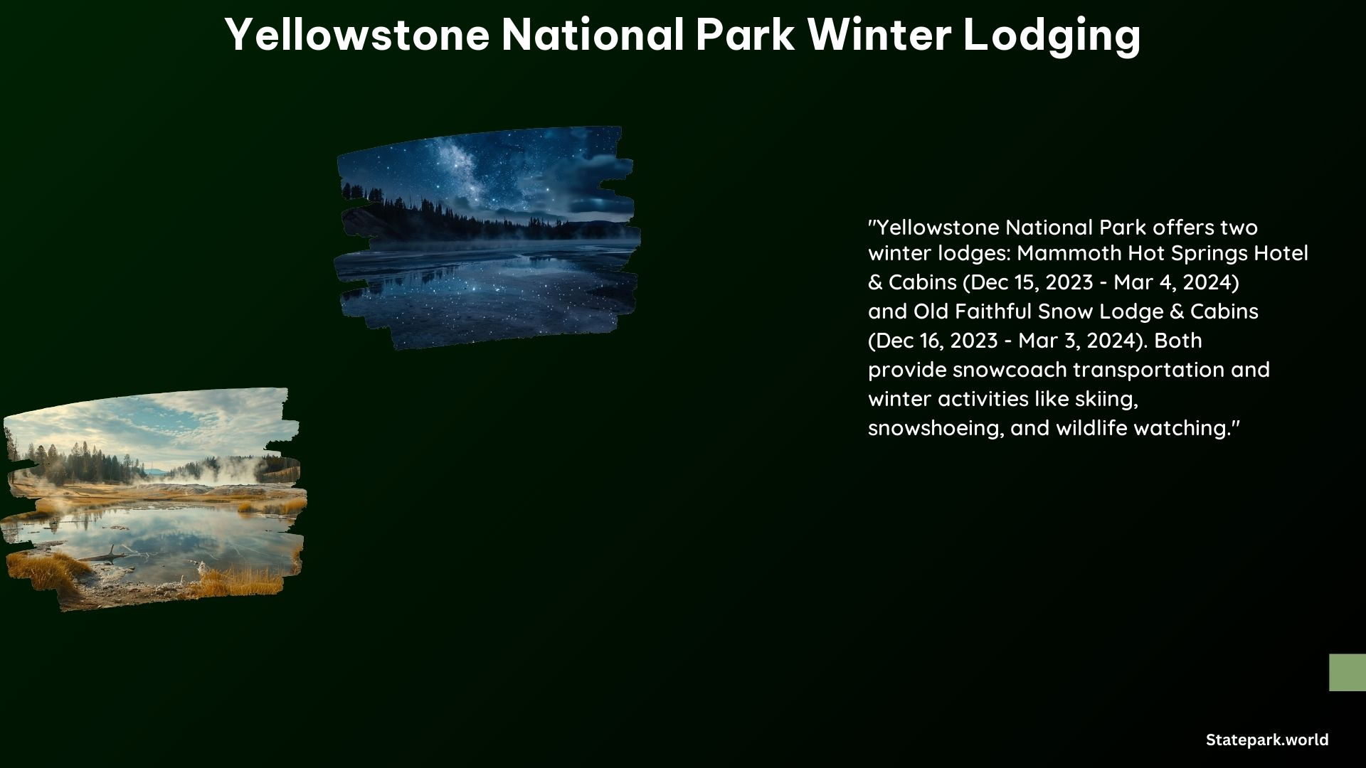 Yellowstone National Park Winter Lodging