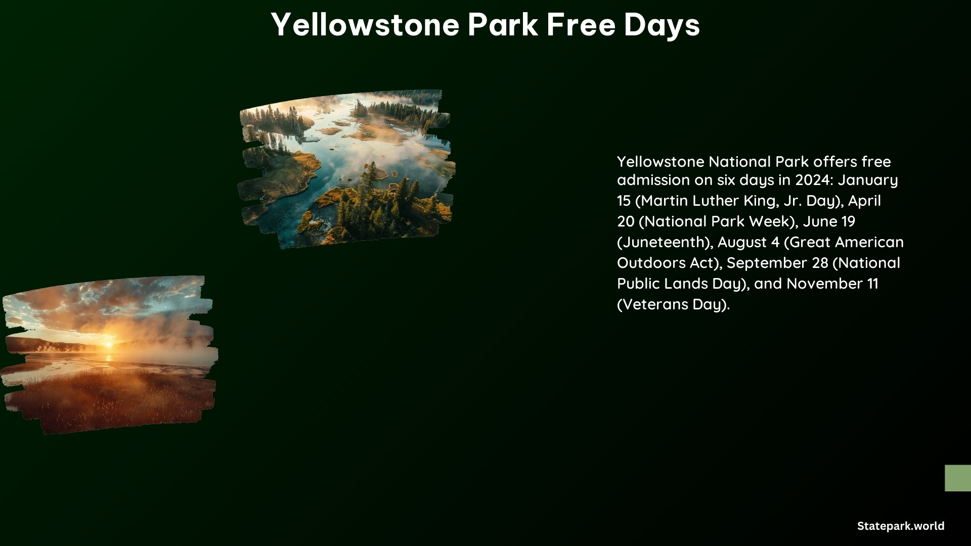 Yellowstone Park Free Days