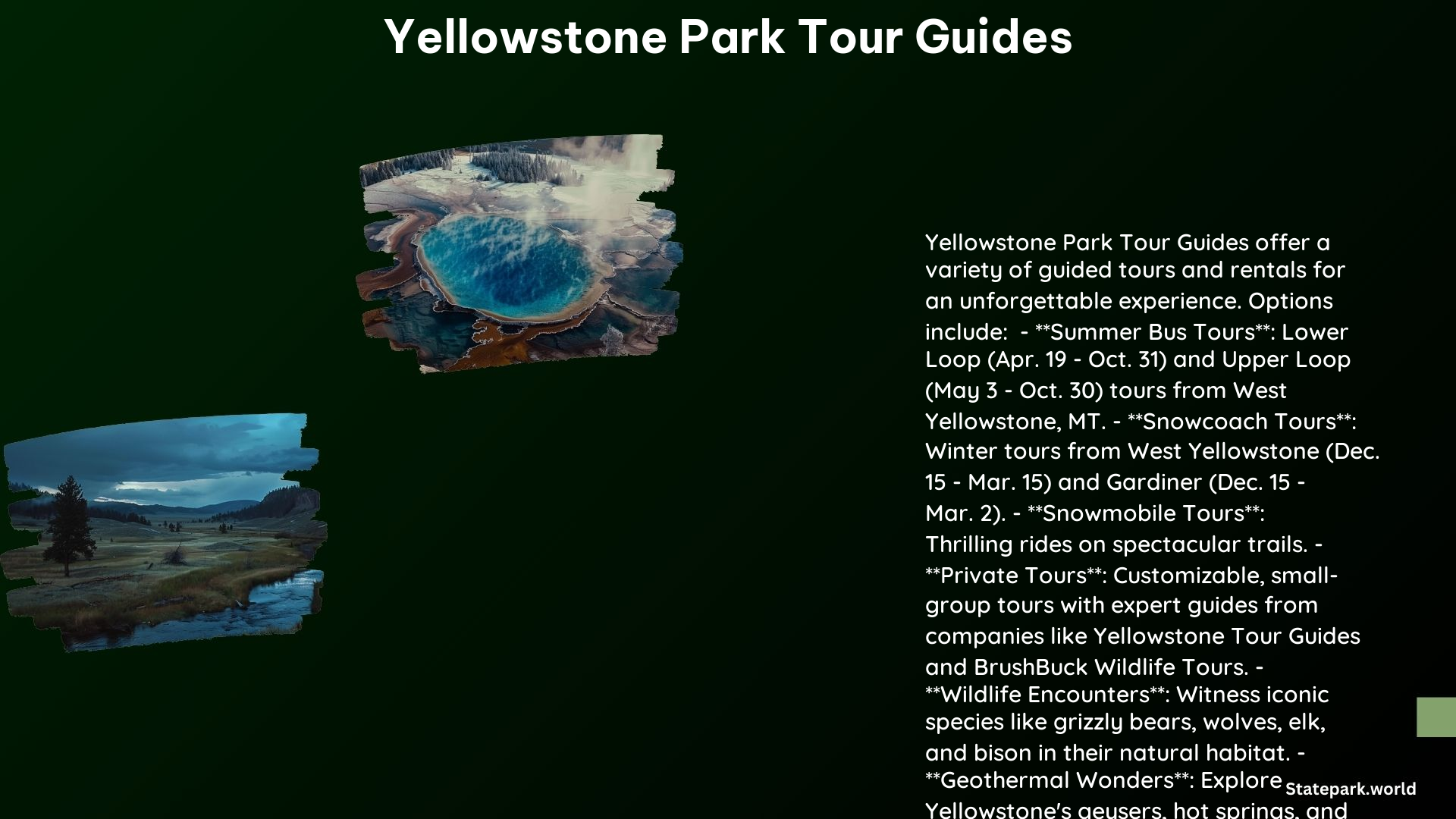 Yellowstone Park Tour Guides