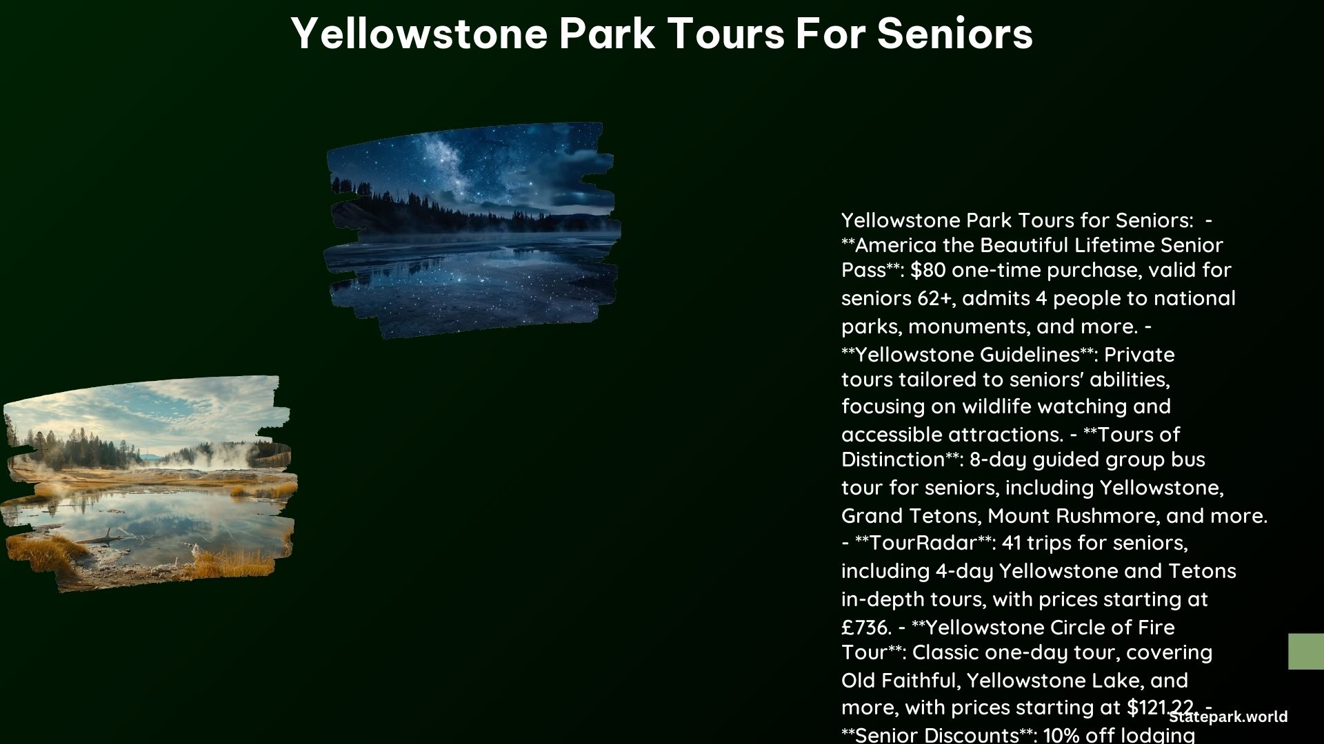 Yellowstone Park Tours for Seniors