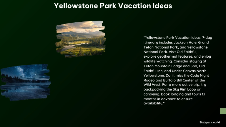 Yellowstone Park Vacation Ideas