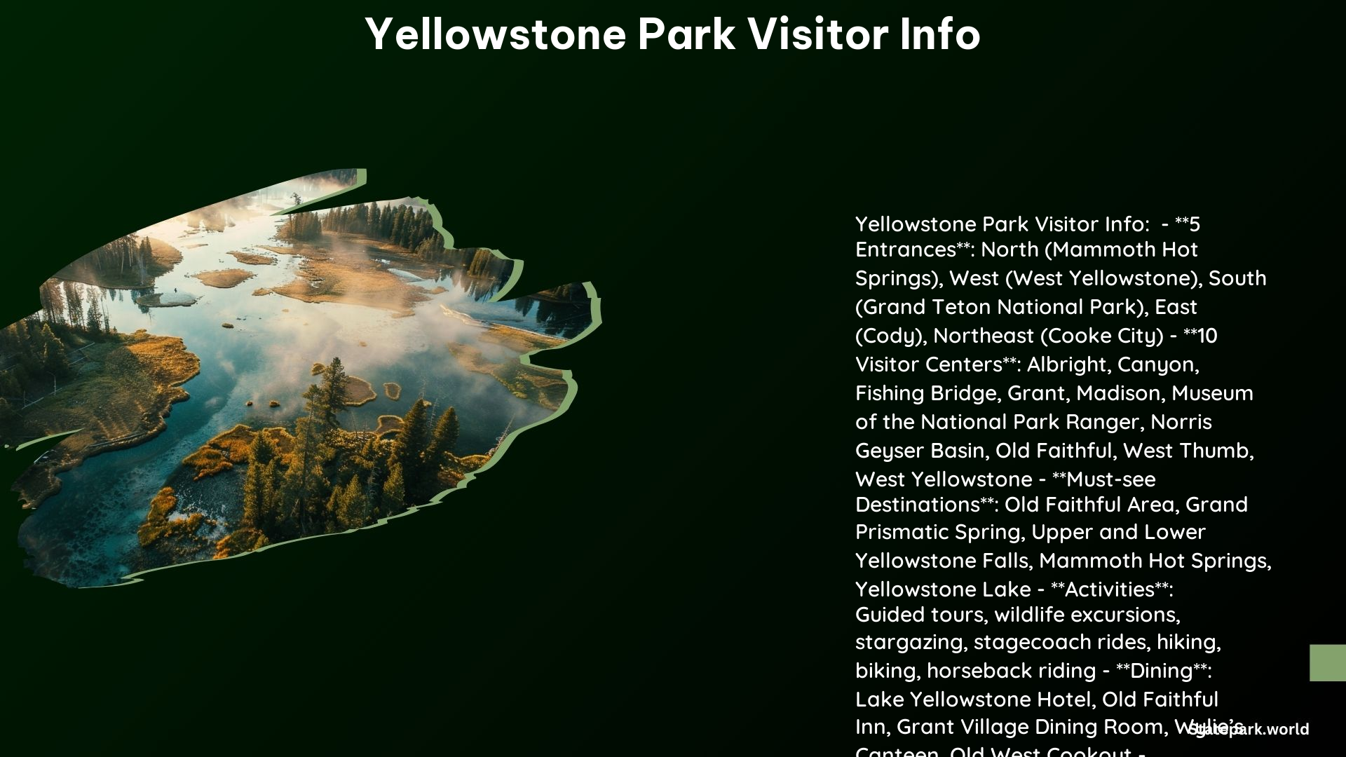 Yellowstone Park Visitor Info