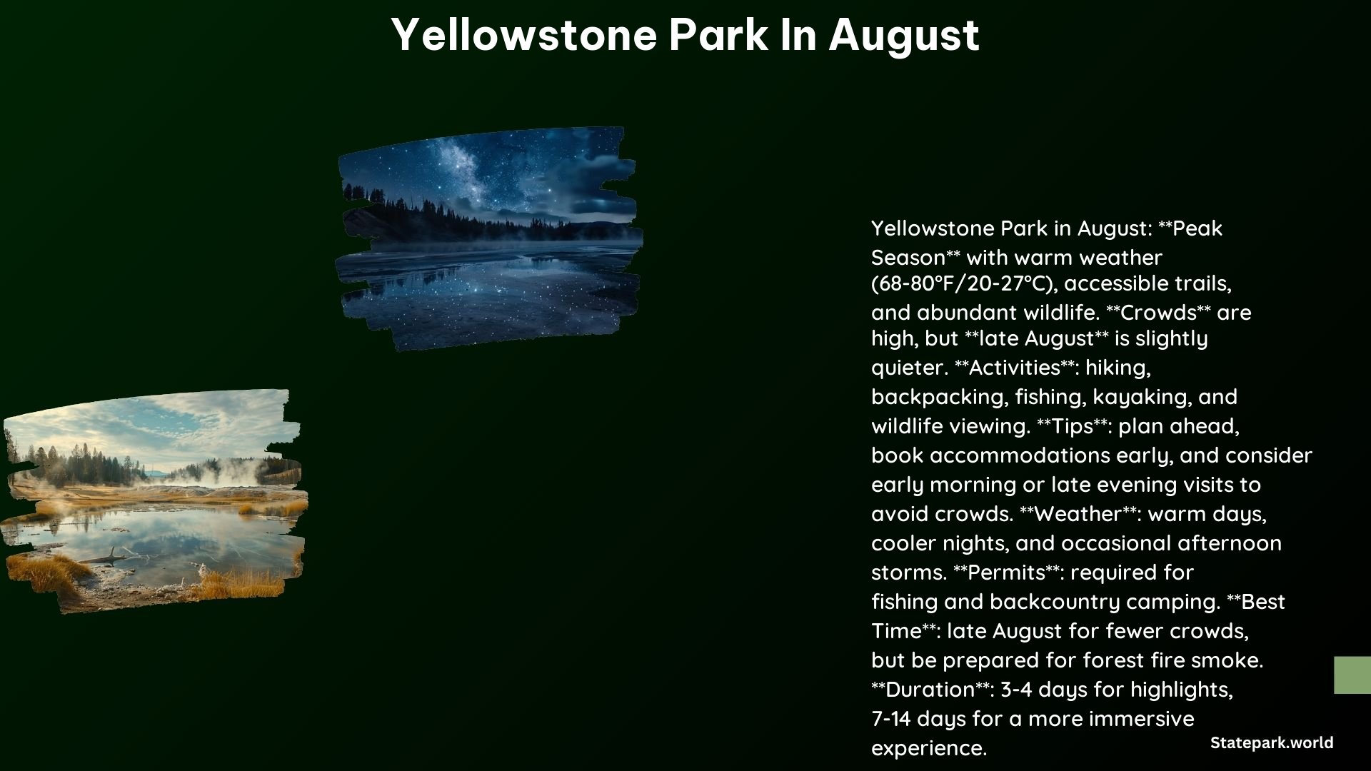 Yellowstone Park in August