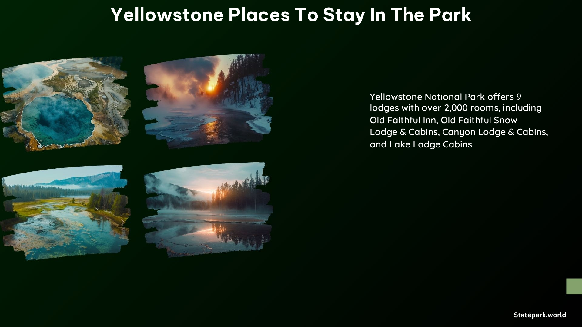 Yellowstone Places to Stay in the Park