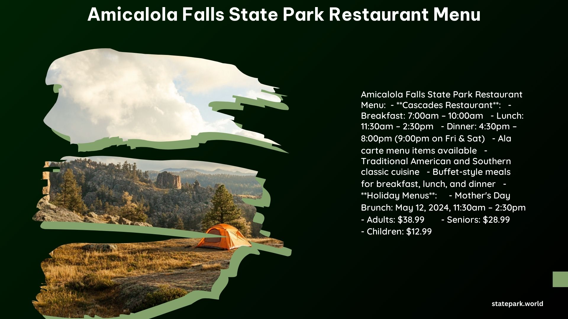 Amicalola Falls State Park Restaurant Menu