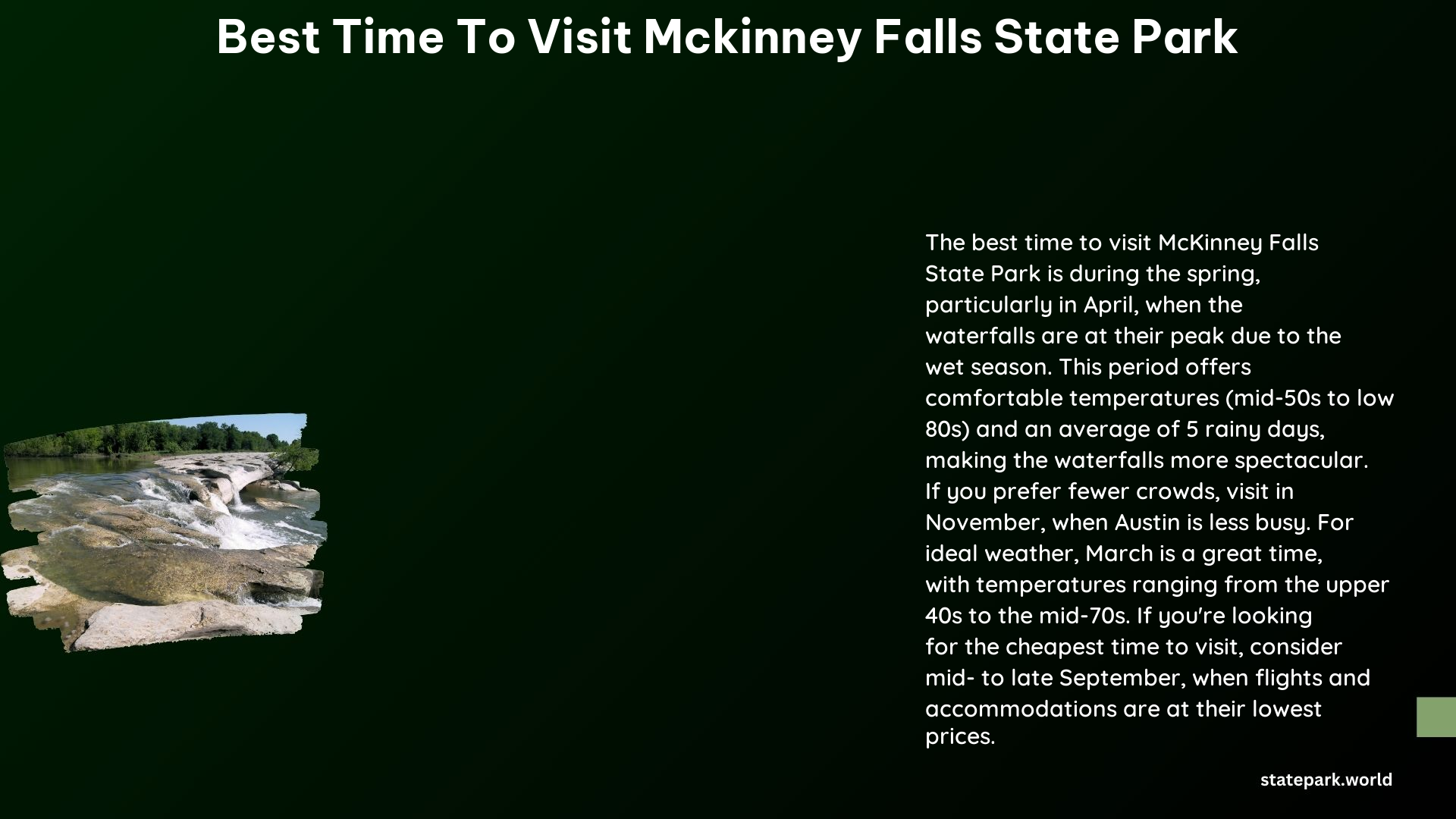 Best Time to Visit McKinney Falls State Park