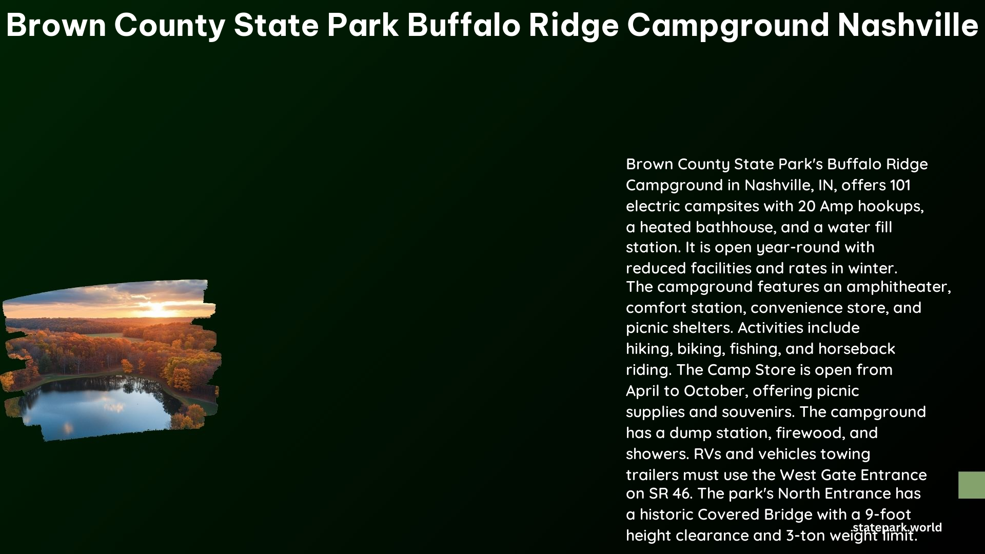 Brown County State Park Buffalo Ridge Campground Nashville