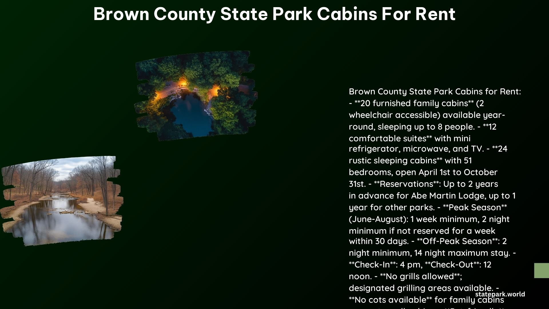 Brown County State Park Cabins for Rent