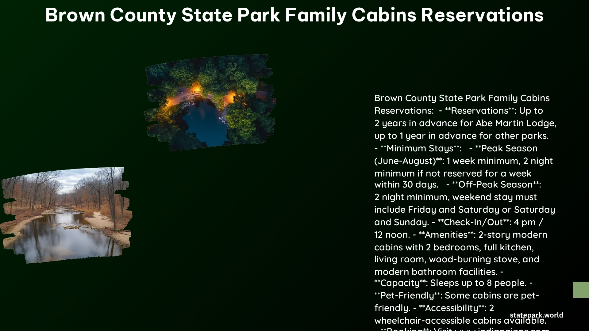 Brown County State Park Family Cabins Reservations