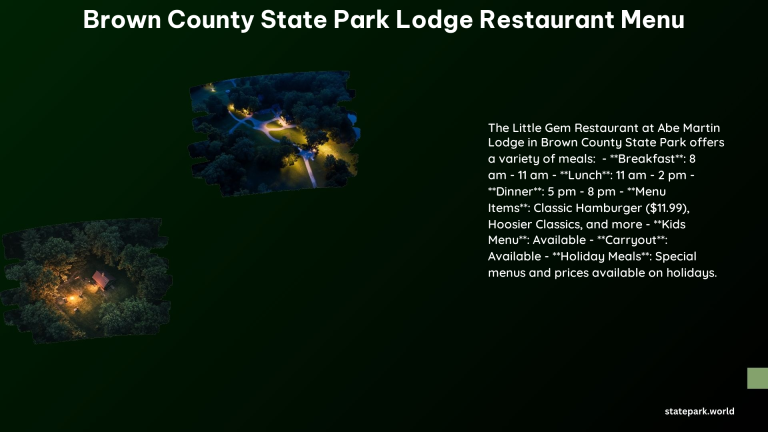 Brown County State Park Lodge Restaurant Menu