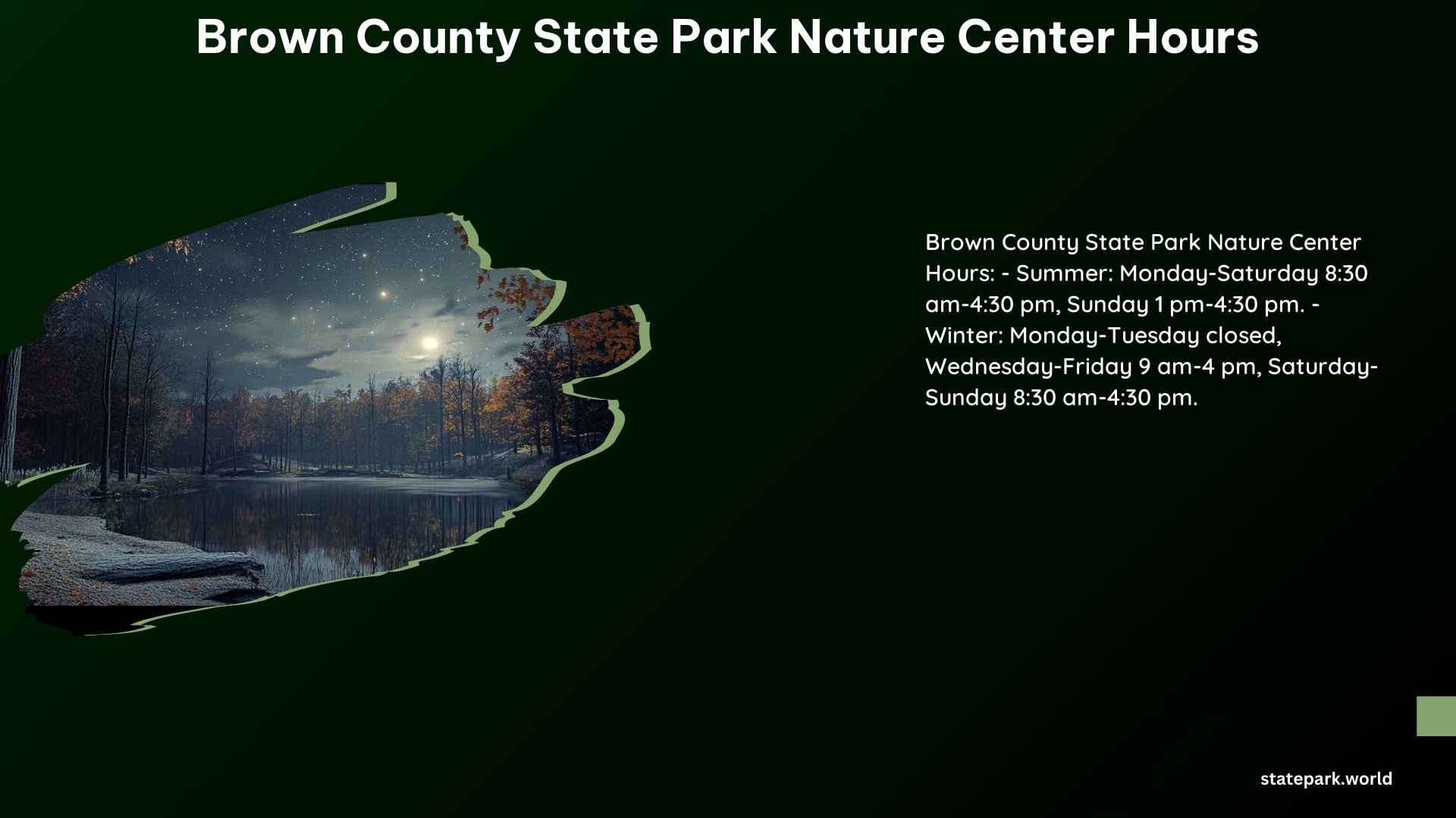 Brown County State Park Nature Center Hours