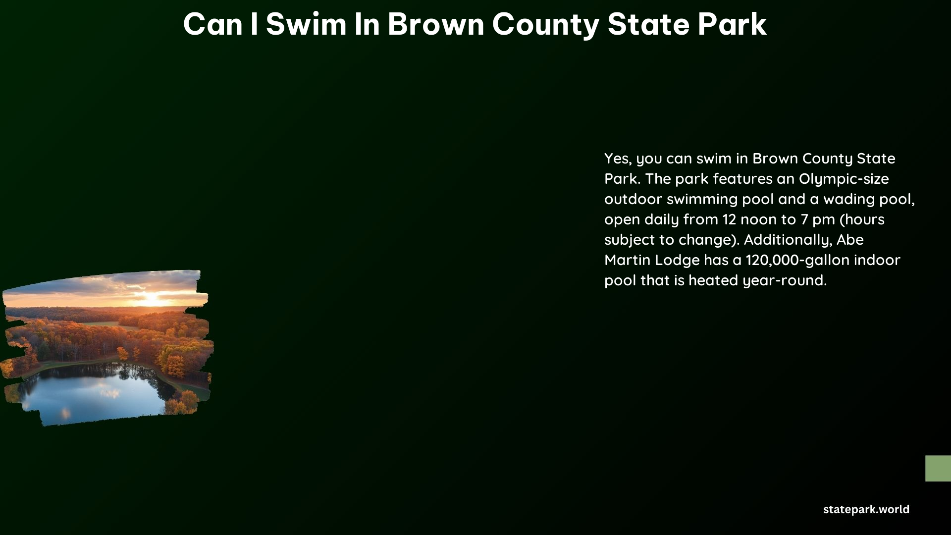 Can I Swim in Brown County State Park