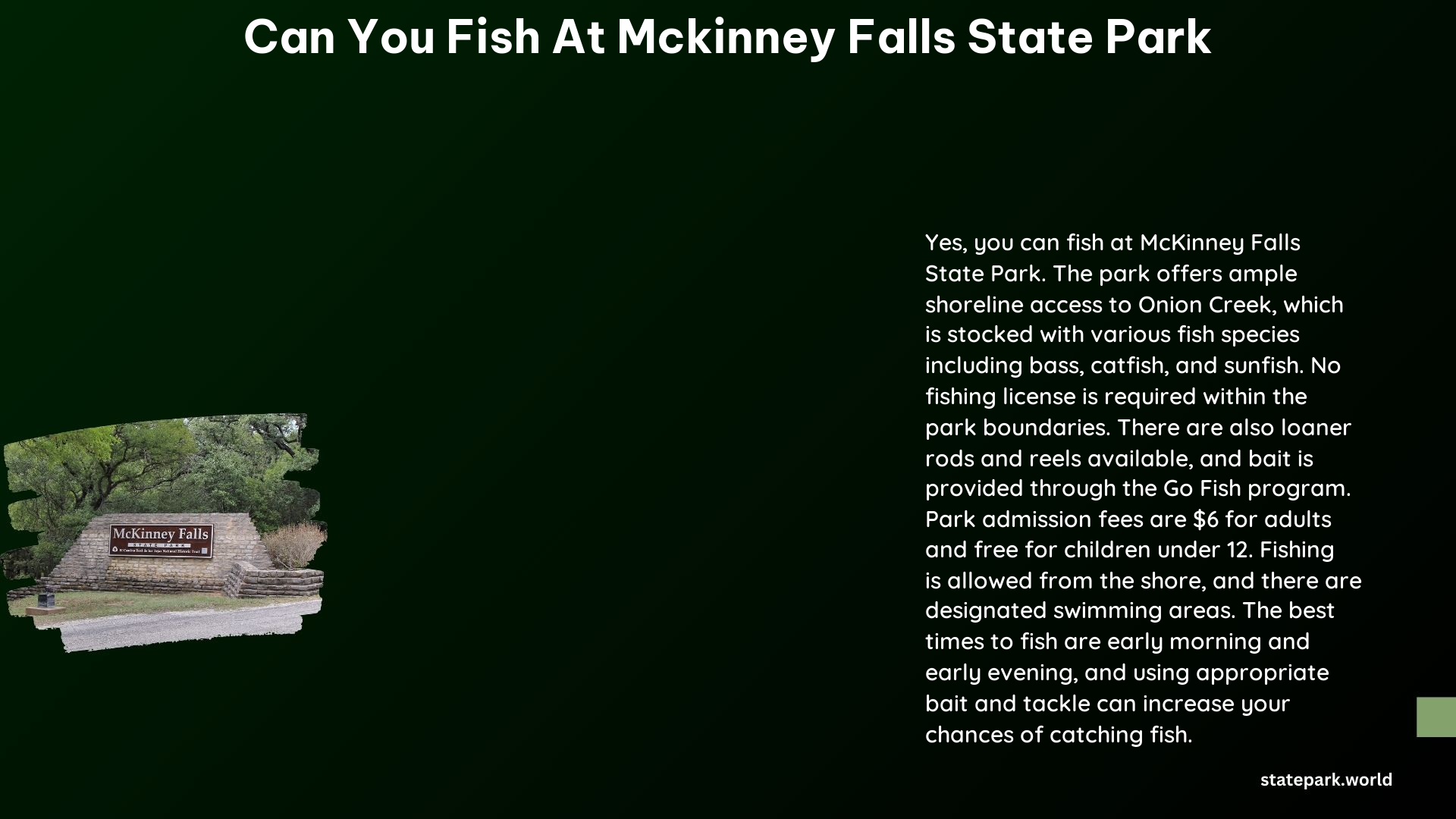 Can You Fish at McKinney Falls State Park