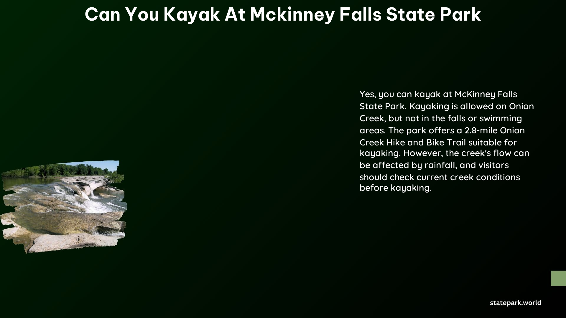 Can You Kayak at McKinney Falls State Park