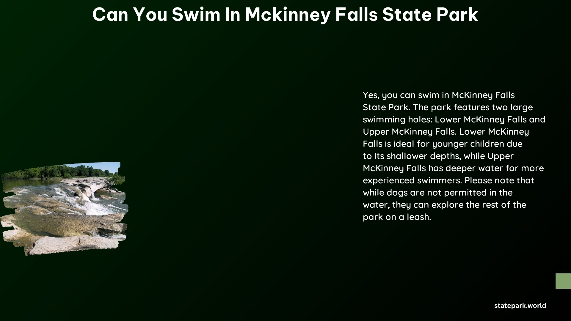 Can You Swim in McKinney Falls State Park