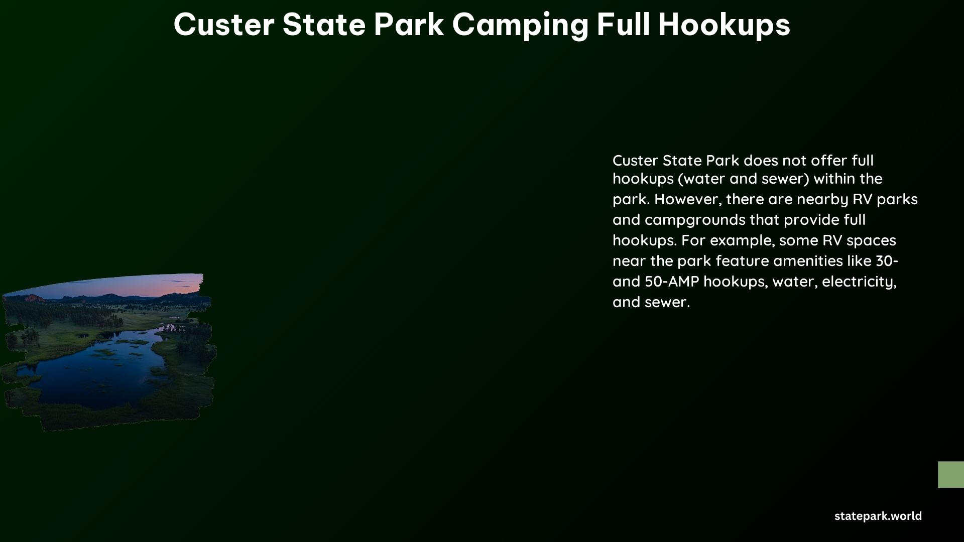 Custer State Park Camping Full Hookups 1